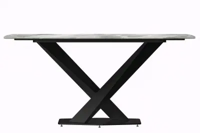 Voren Series Modern Dining Table Black Base, With 62 Light Grey Sintered Stone Top