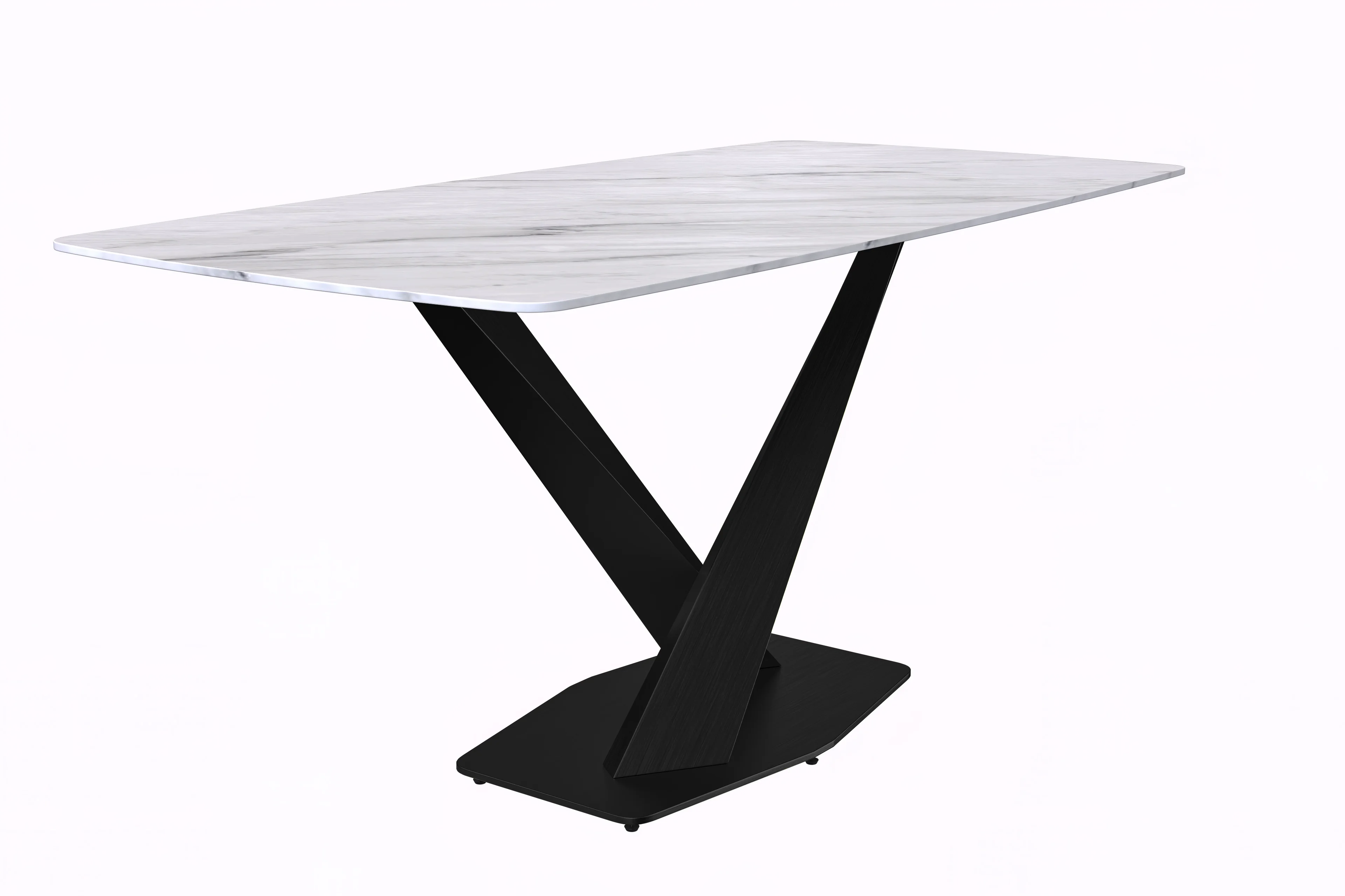Voren Series Modern Dining Table Black Base, With 62 White Sintered Stone Top