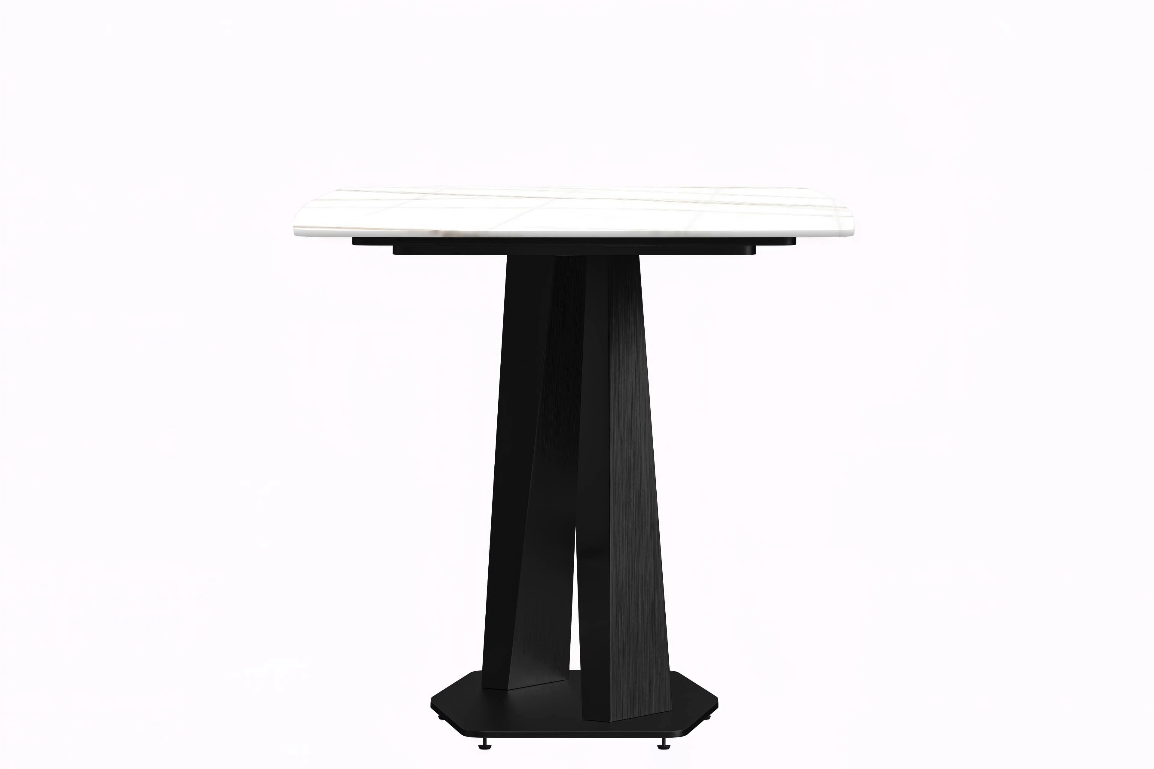 Voren Series Modern Dining Table Black Base, With 62 White/Gold Sintered Stone Top