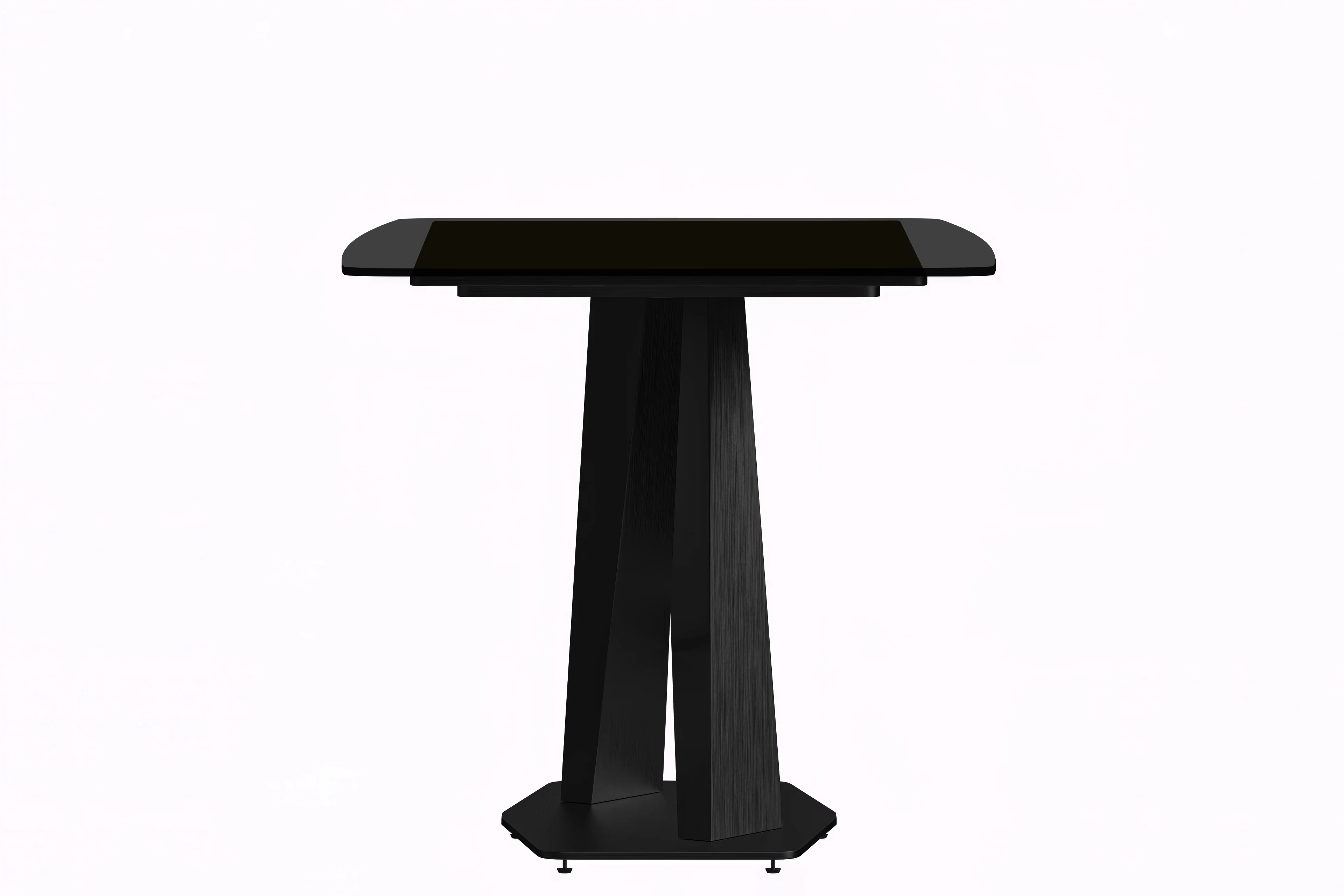Voren Series Modern Dining Table Black Base, With 71 Black Glass Top