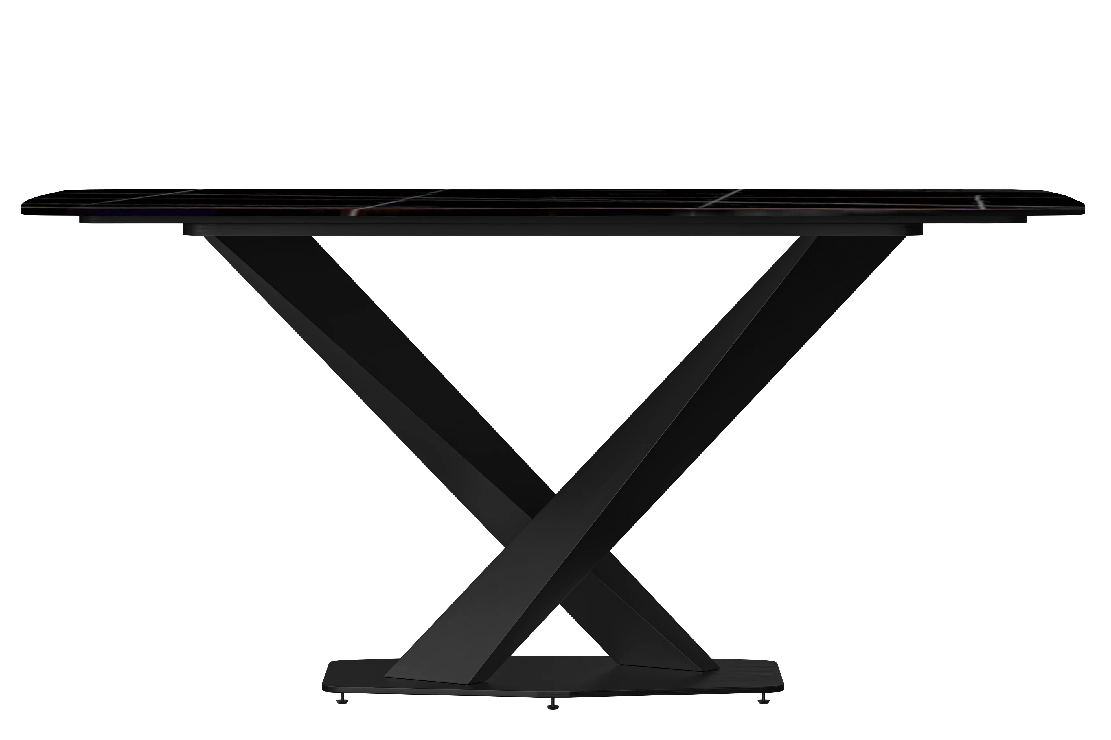 Voren Series Modern Dining Table Black Base, With 71 Black/Gold Sintered Stone Top