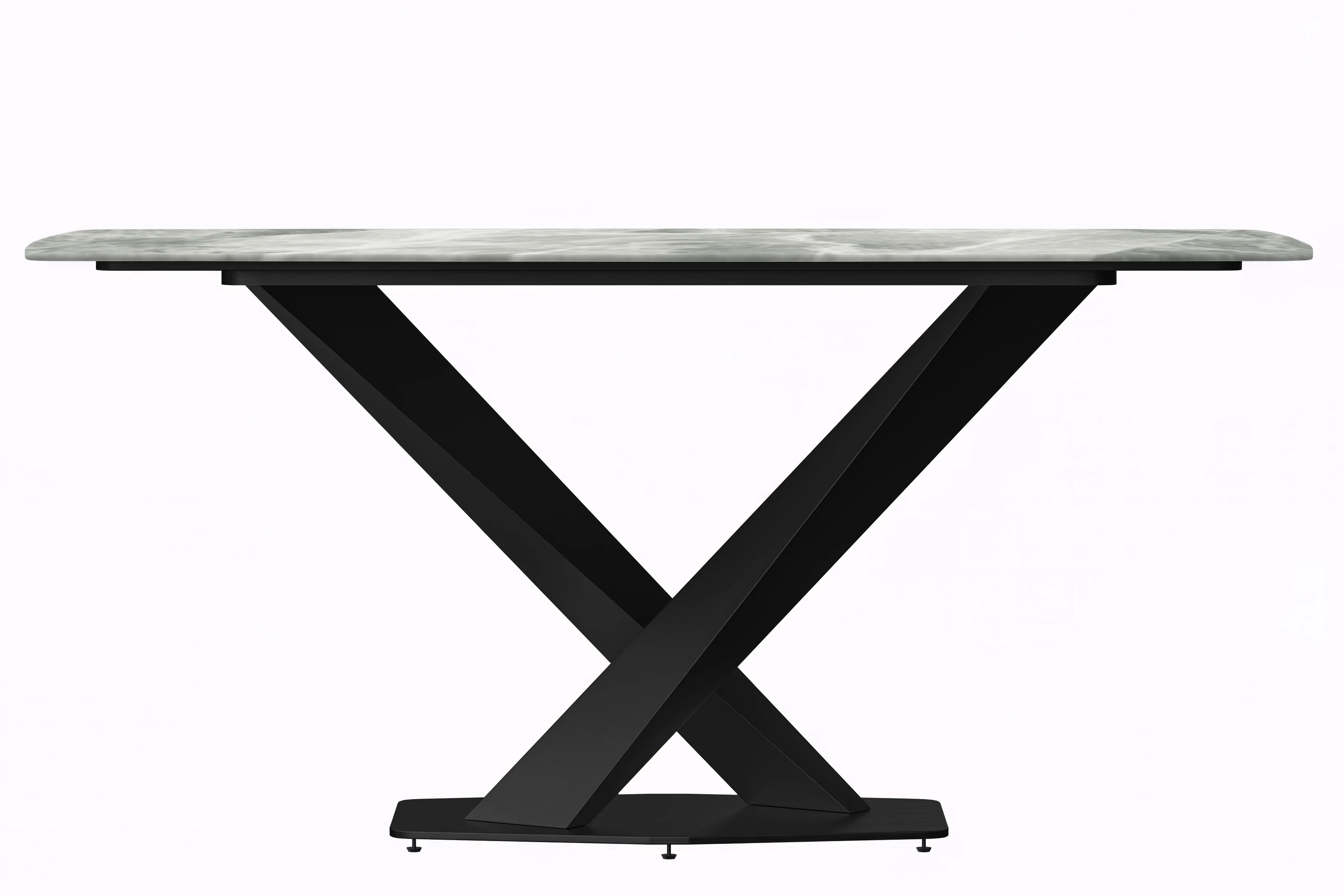 Voren Series Modern Dining Table Black Base, With 71 Light Grey Sintered Stone Top