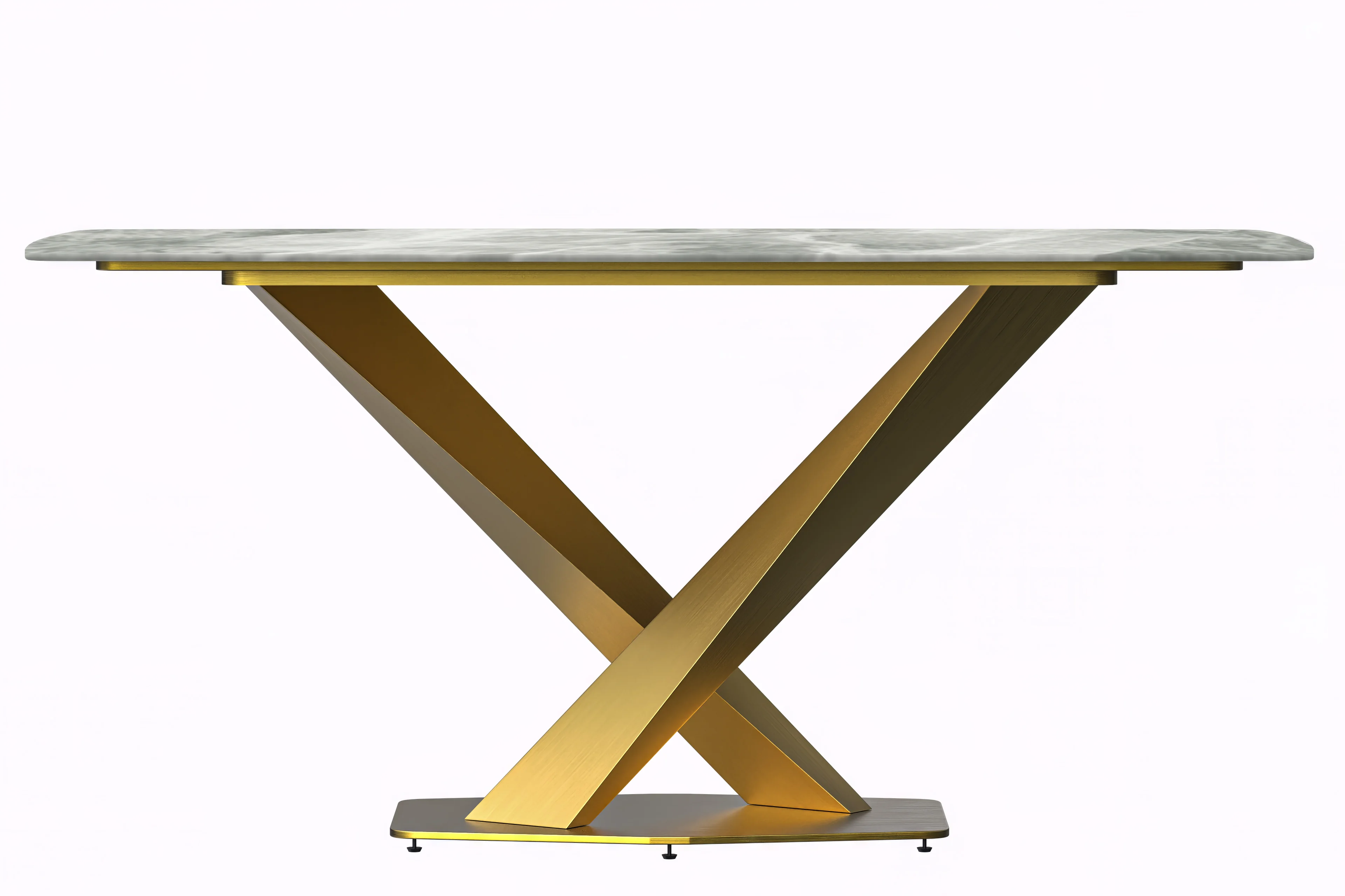 Voren Series Modern Dining Table Gold Base, With 55" Light Grey Sintered Stone Top