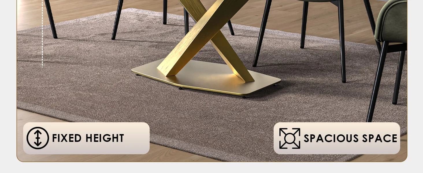 Voren Series Modern Dining Table Gold Base, With 62 Black Glass Top