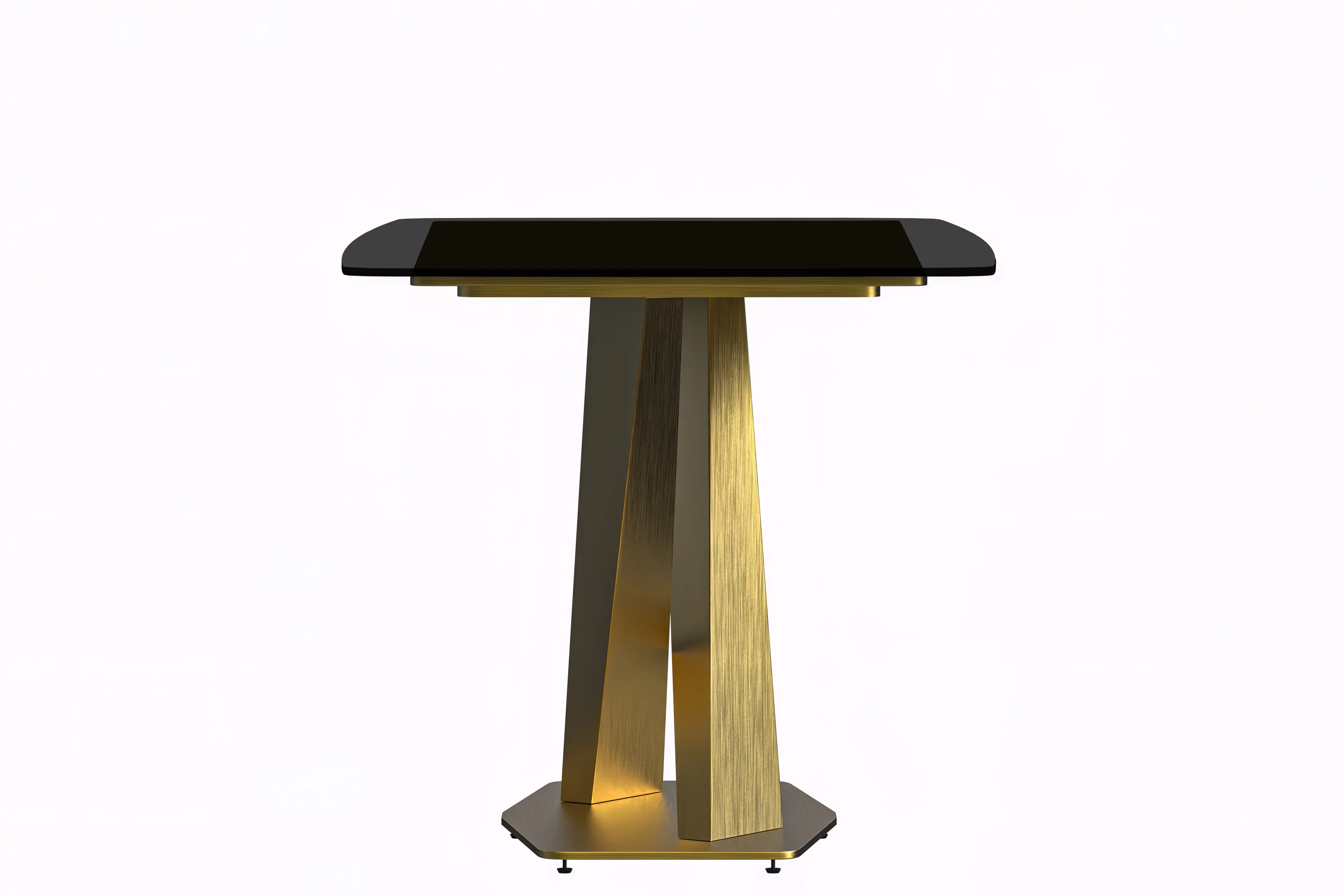 Voren Series Modern Dining Table Gold Base, With 62 Black Glass Top