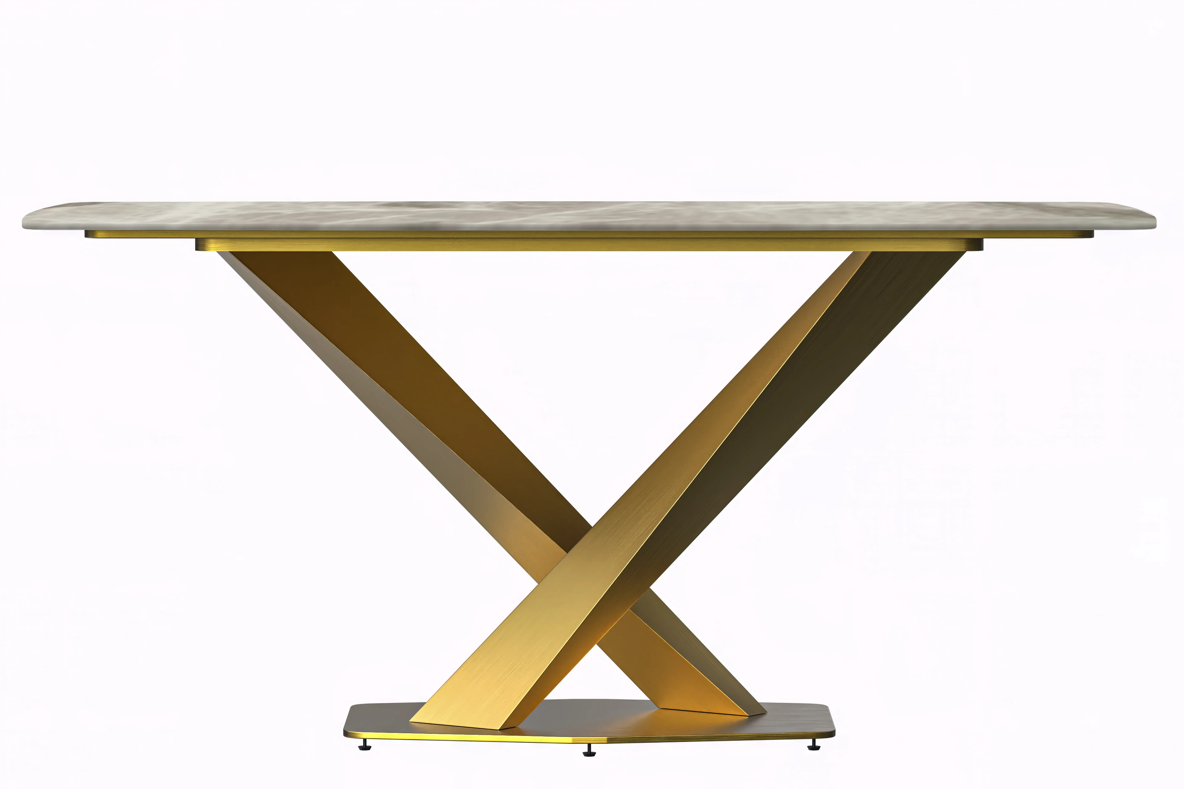 Voren Series Modern Dining Table Gold Base, With 62 Deep Grey Sintered Stone Top