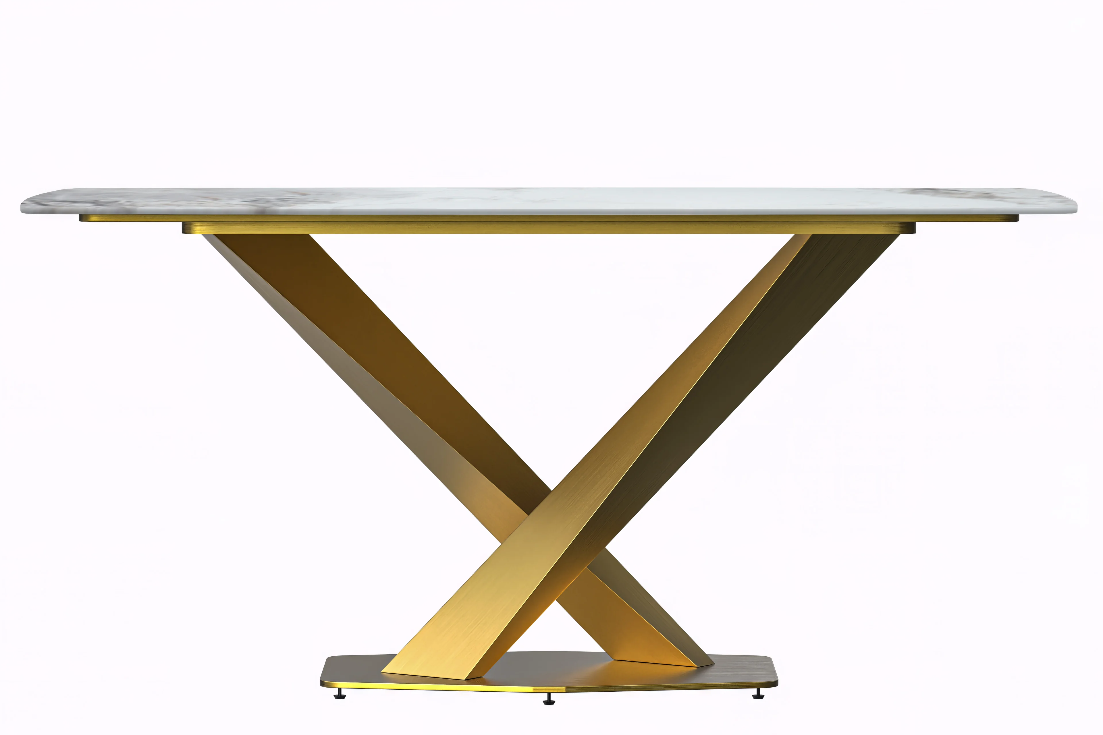 Voren Series Modern Dining Table Gold Base, With 62 Medium Grey Sintered Stone Top