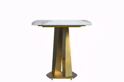 Voren Series Modern Dining Table Gold Base, With 62 Medium Grey Sintered Stone Top