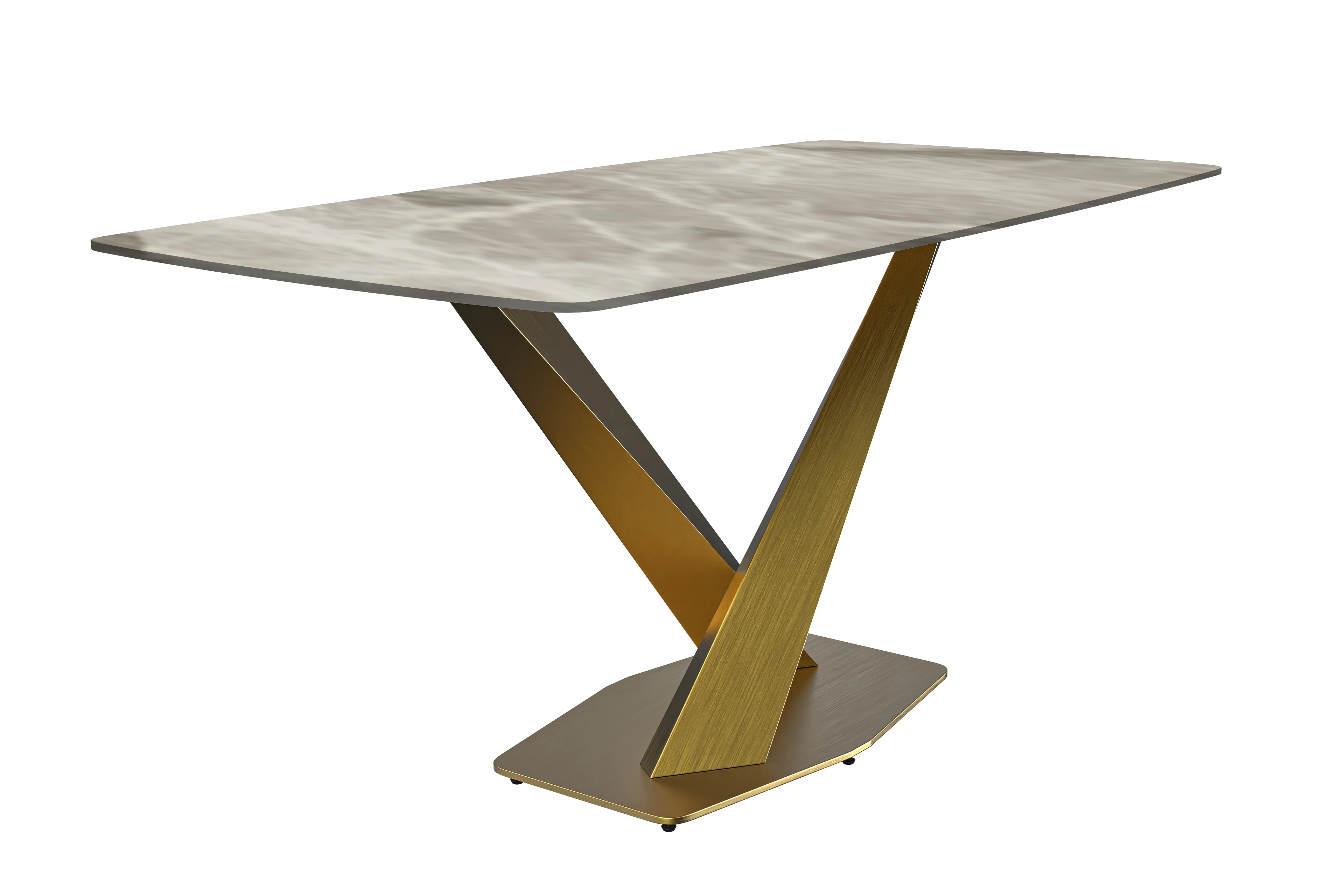 Voren Series Modern Dining Table Gold Base, With 71 Deep Grey Sintered Stone Top