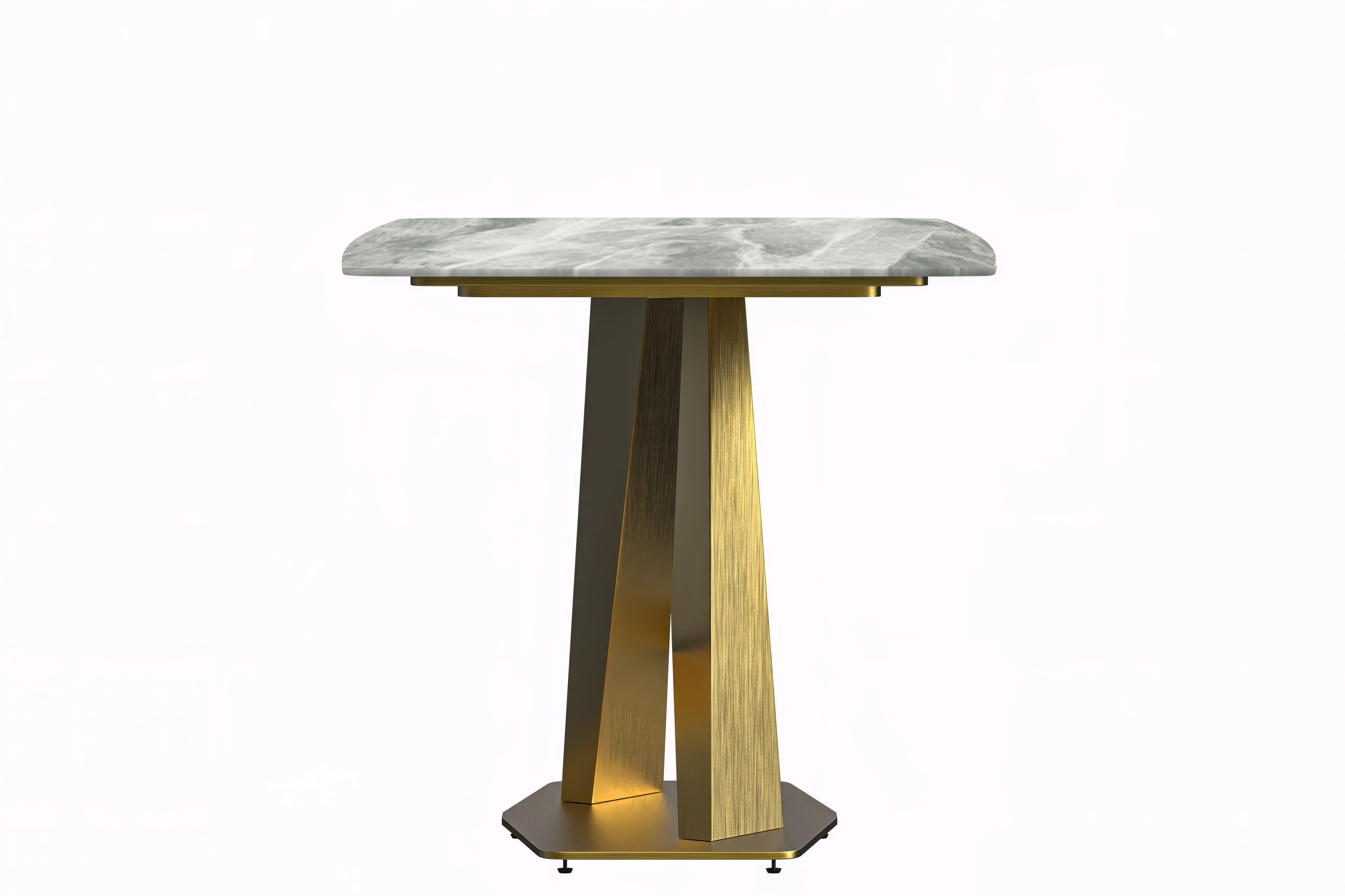 Voren Series Modern Dining Table Gold Base, With 71 Light Grey Sintered Stone Top