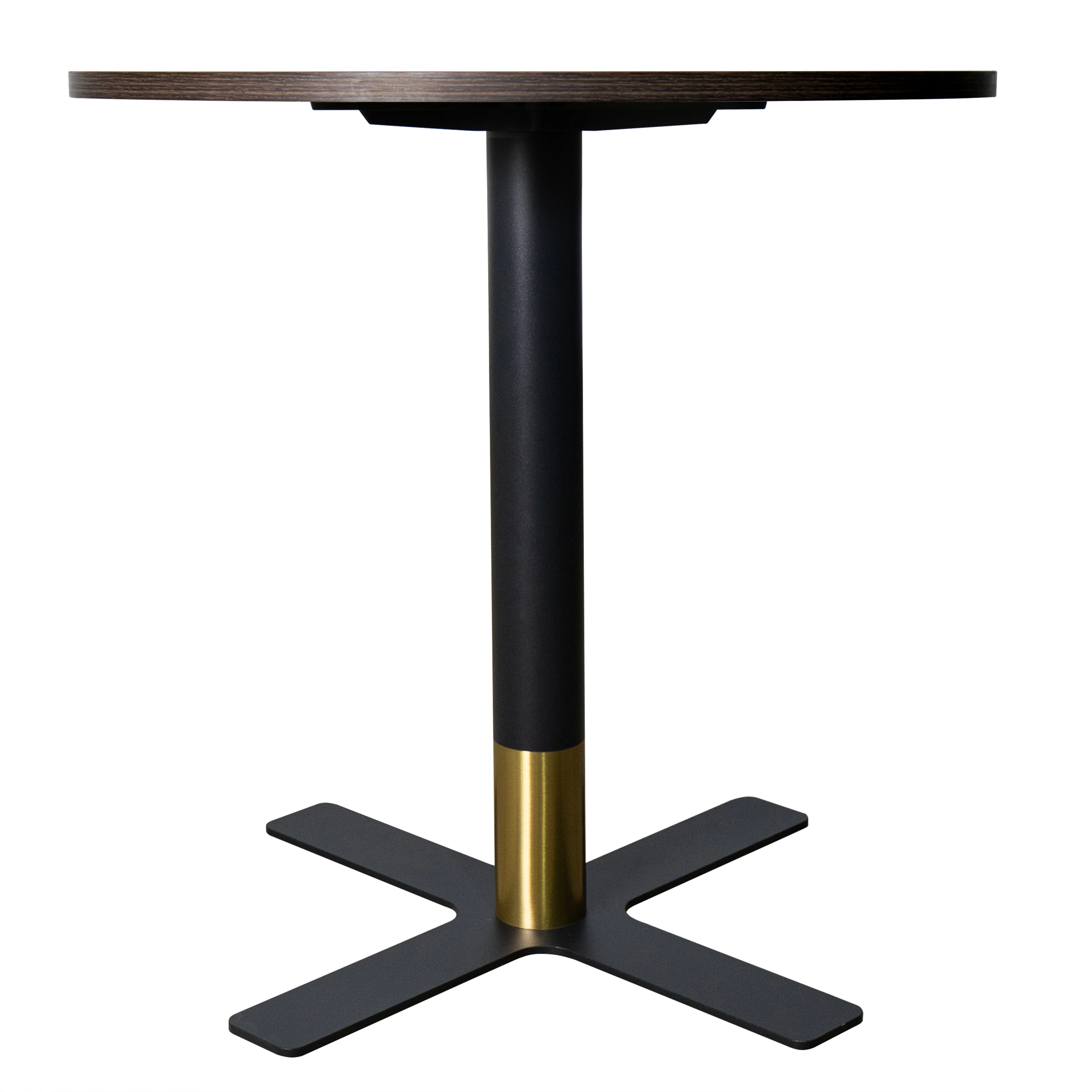 Vail Collection Dining Table Black/Gold X Base With 27" Round Dark  Brown MDF Top