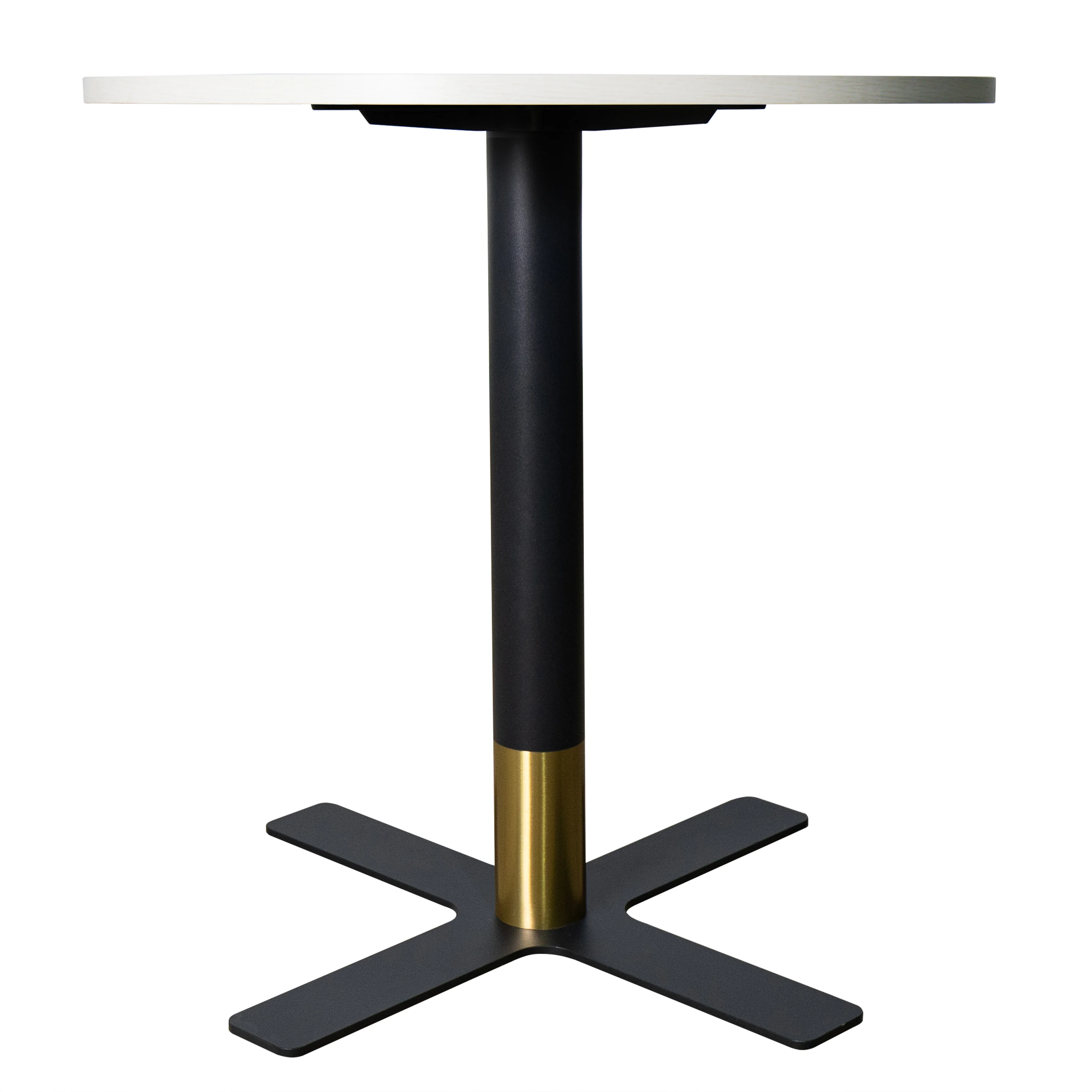 Vail Collection Dining Table Black/Gold X Base With 27" Round Light Wood  Brown MDF Top