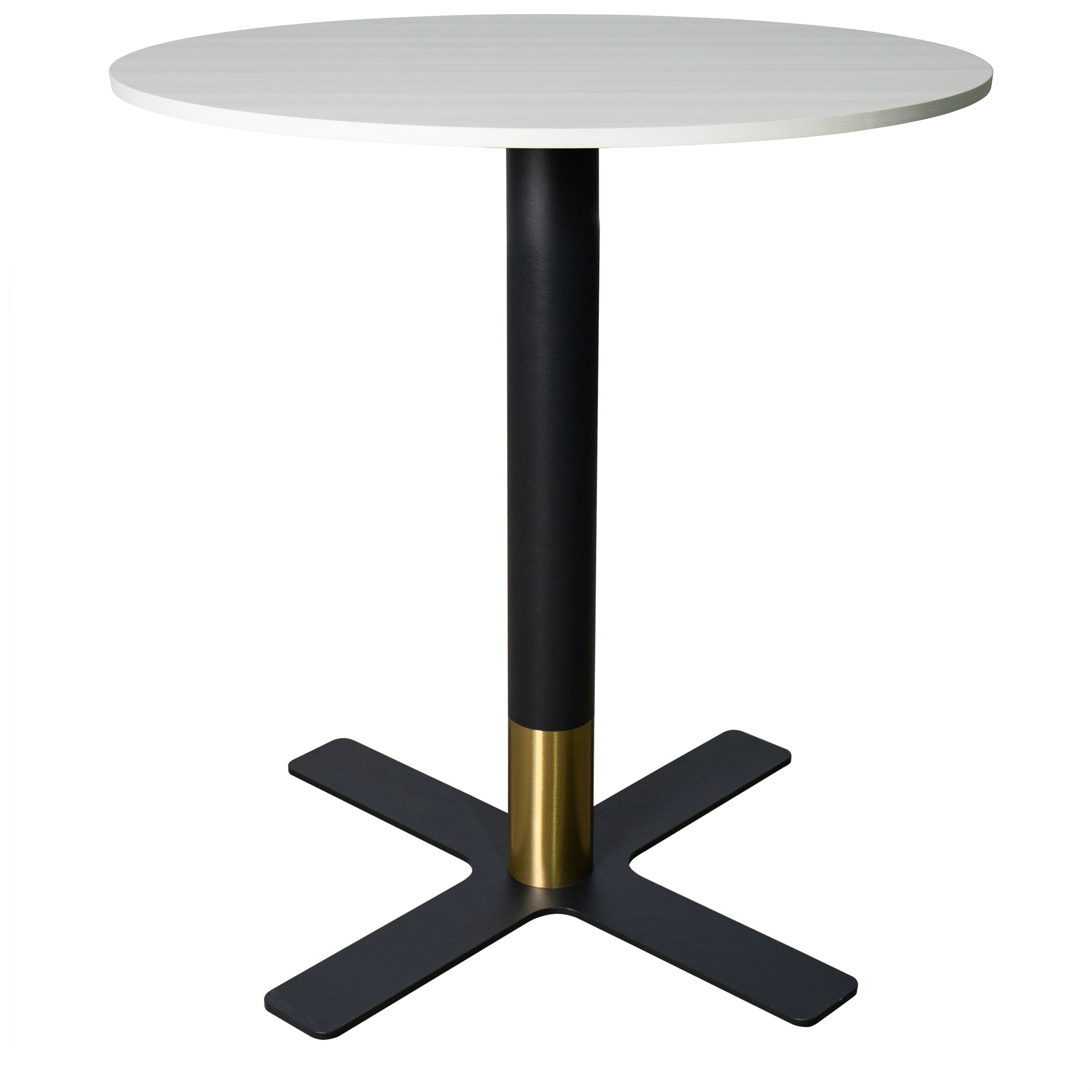 Vail Collection Dining Table Black/Gold X Base With 27" Round Light Wood  Brown MDF Top