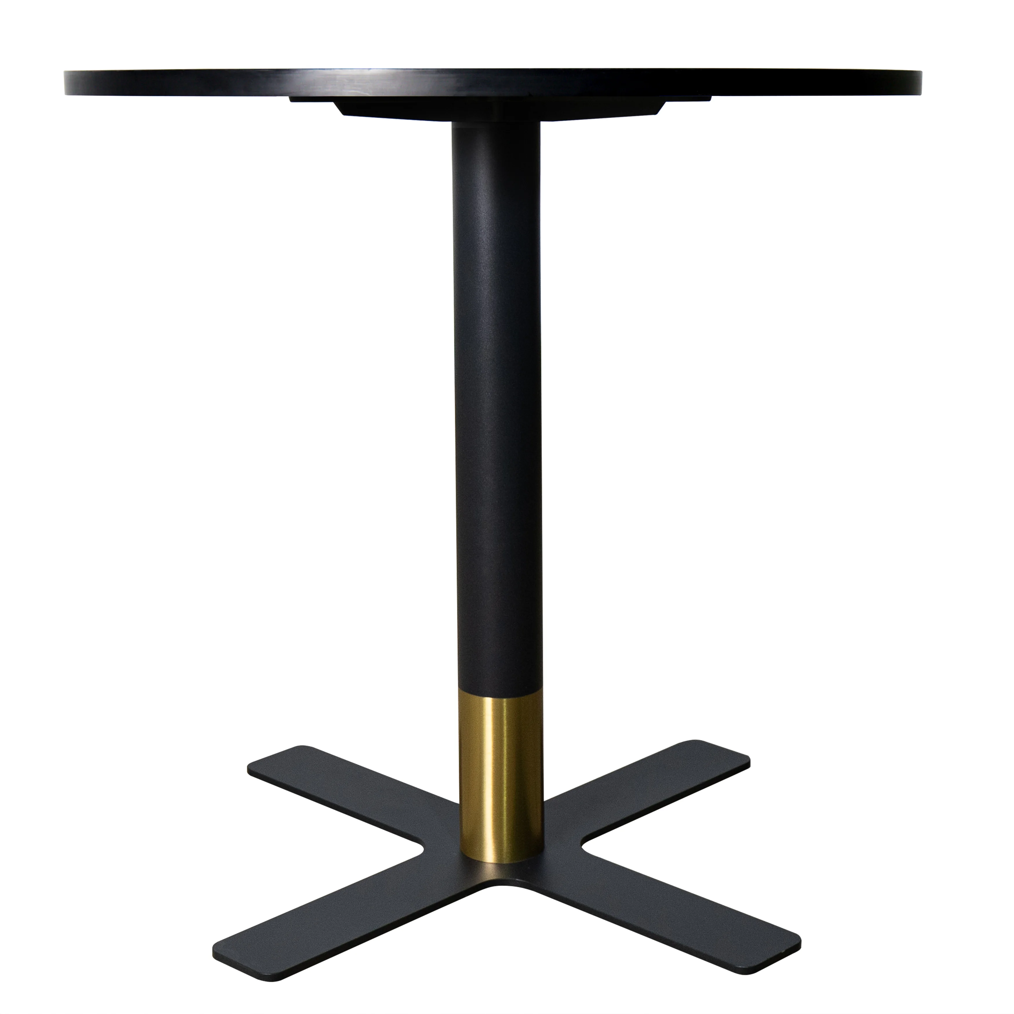 Vail Collection Dining Table Black/Gold X Base With 36" Round Black MDF Top