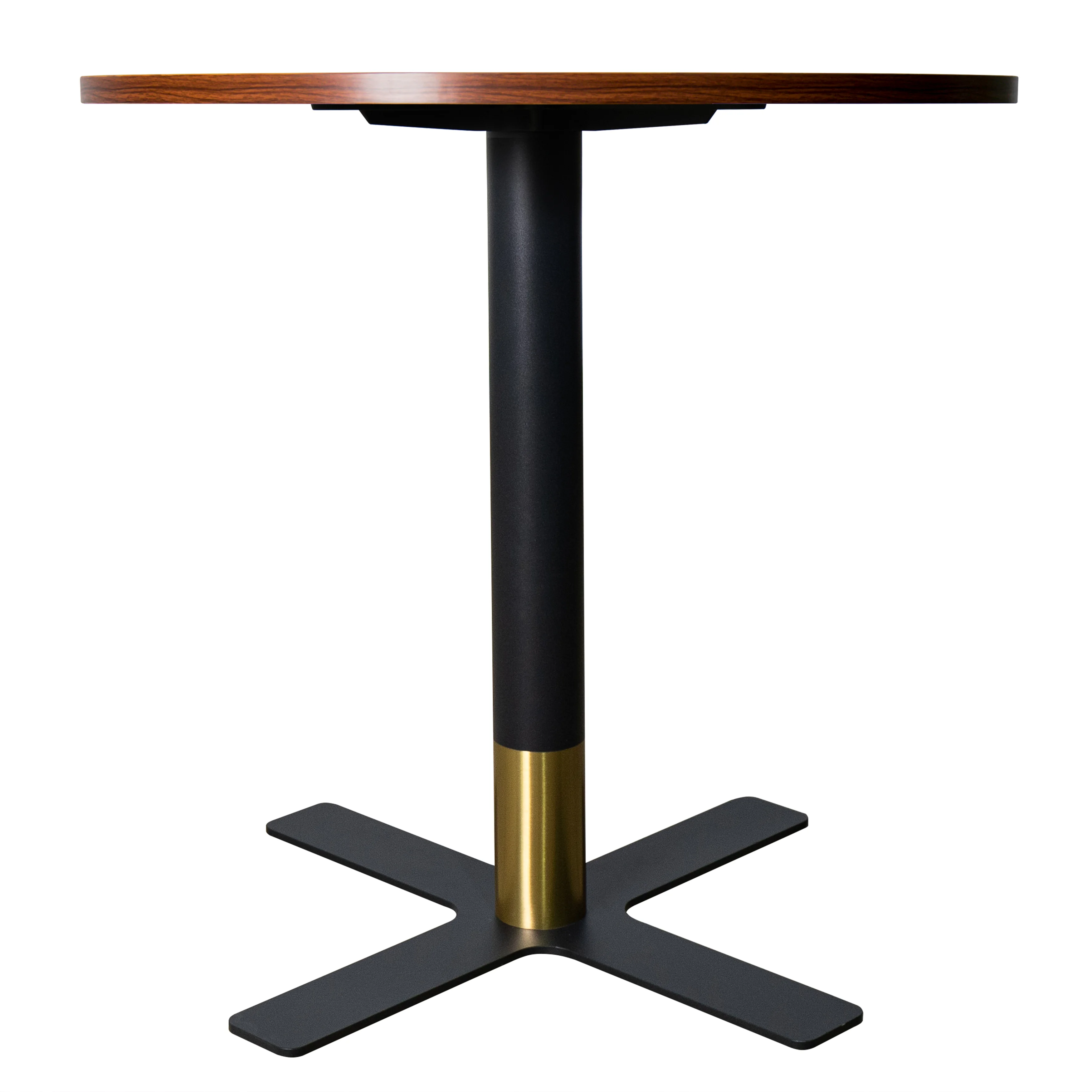 Vail Collection Dining Table Black/Gold X Base With 36" Round Cognac Brown MDF Top