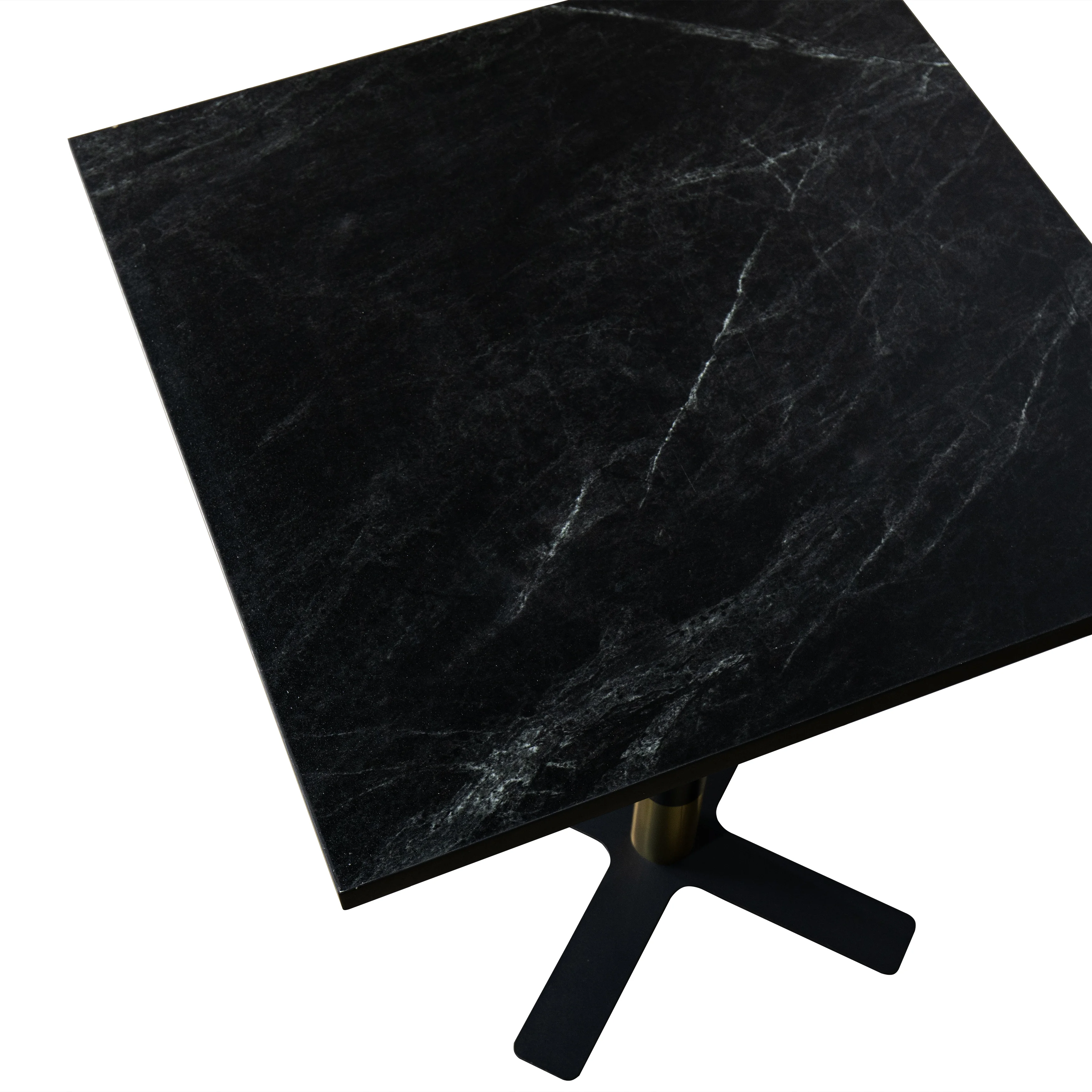 Vail Collection Dining Table Black/Gold X Base With 24" Square Black MDF Top