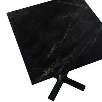 Vail Collection Dining Table Black/Gold X Base With 24" Square Black MDF Top