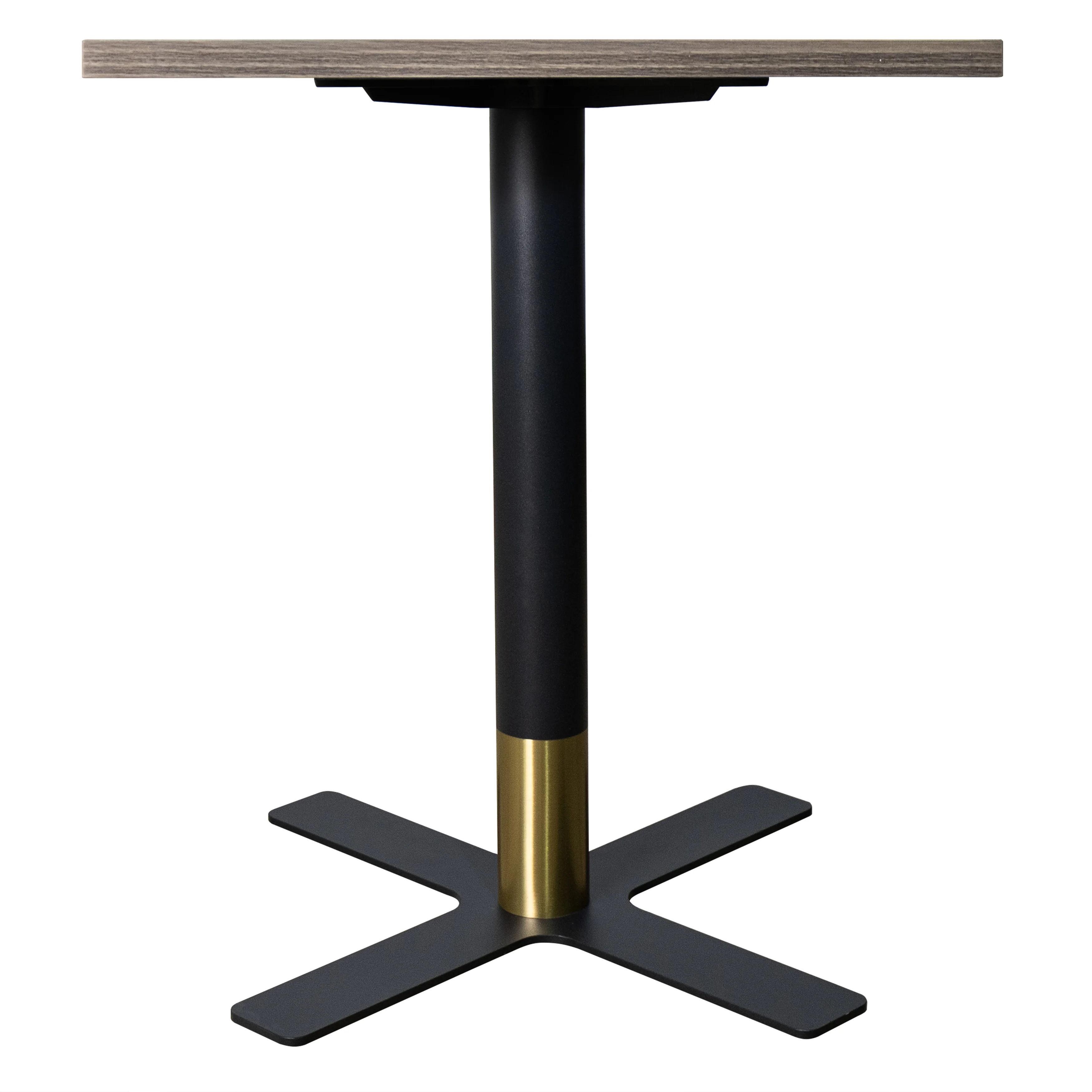 Vail Collection Dining Table Black/Gold X Base With 24" Square Dark  Brown MDF Top