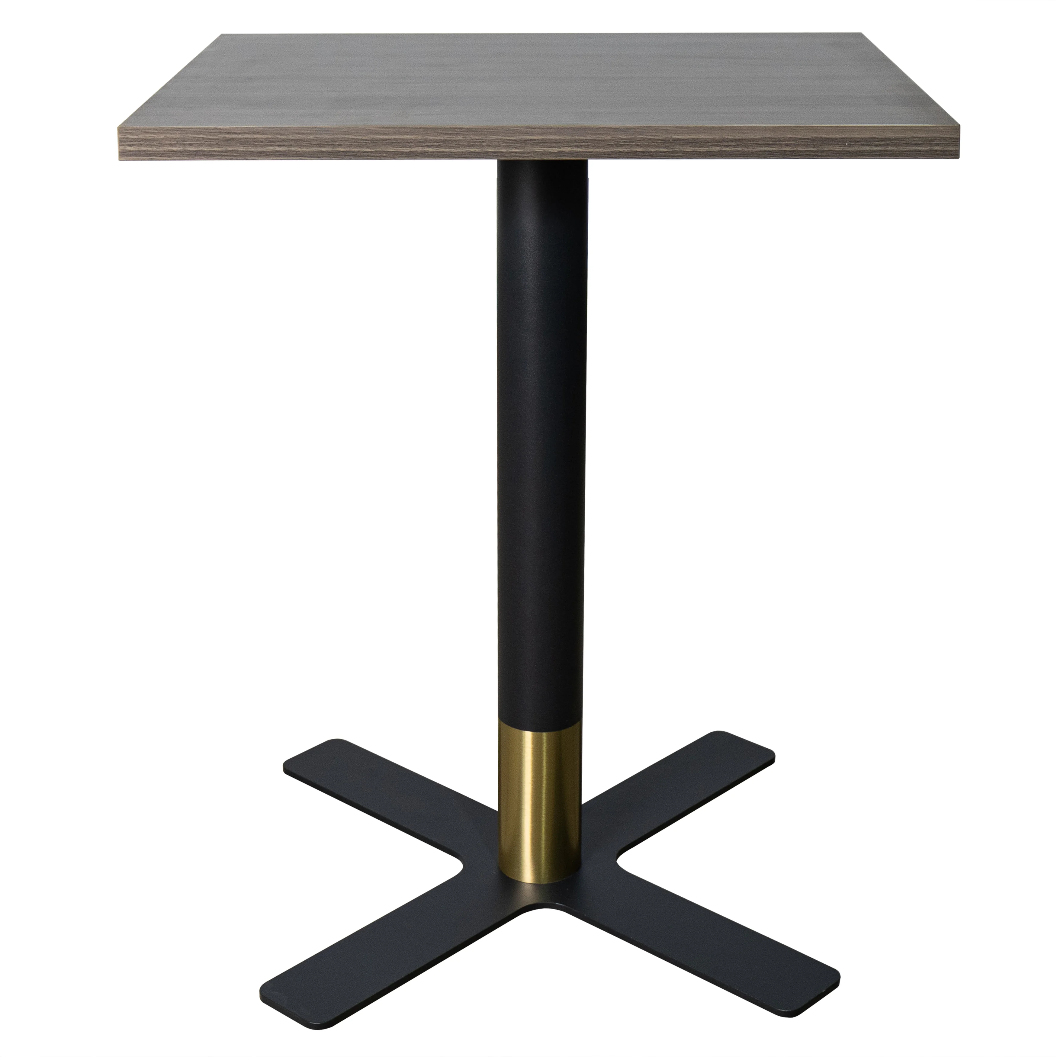 Vail Collection Dining Table Black/Gold X Base With 24" Square Dark  Brown MDF Top