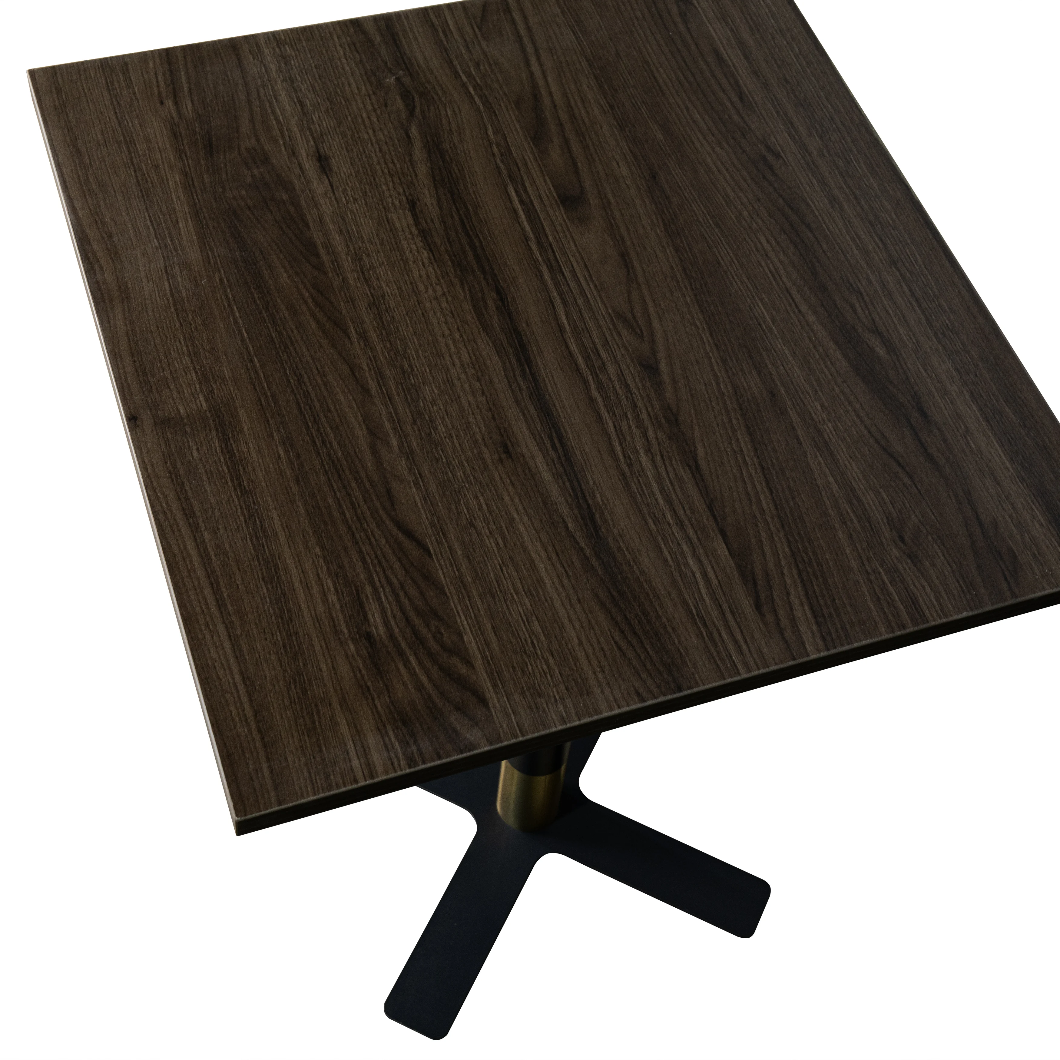 Vail Collection Dining Table Black/Gold X Base With 24" Square Dark  Brown MDF Top