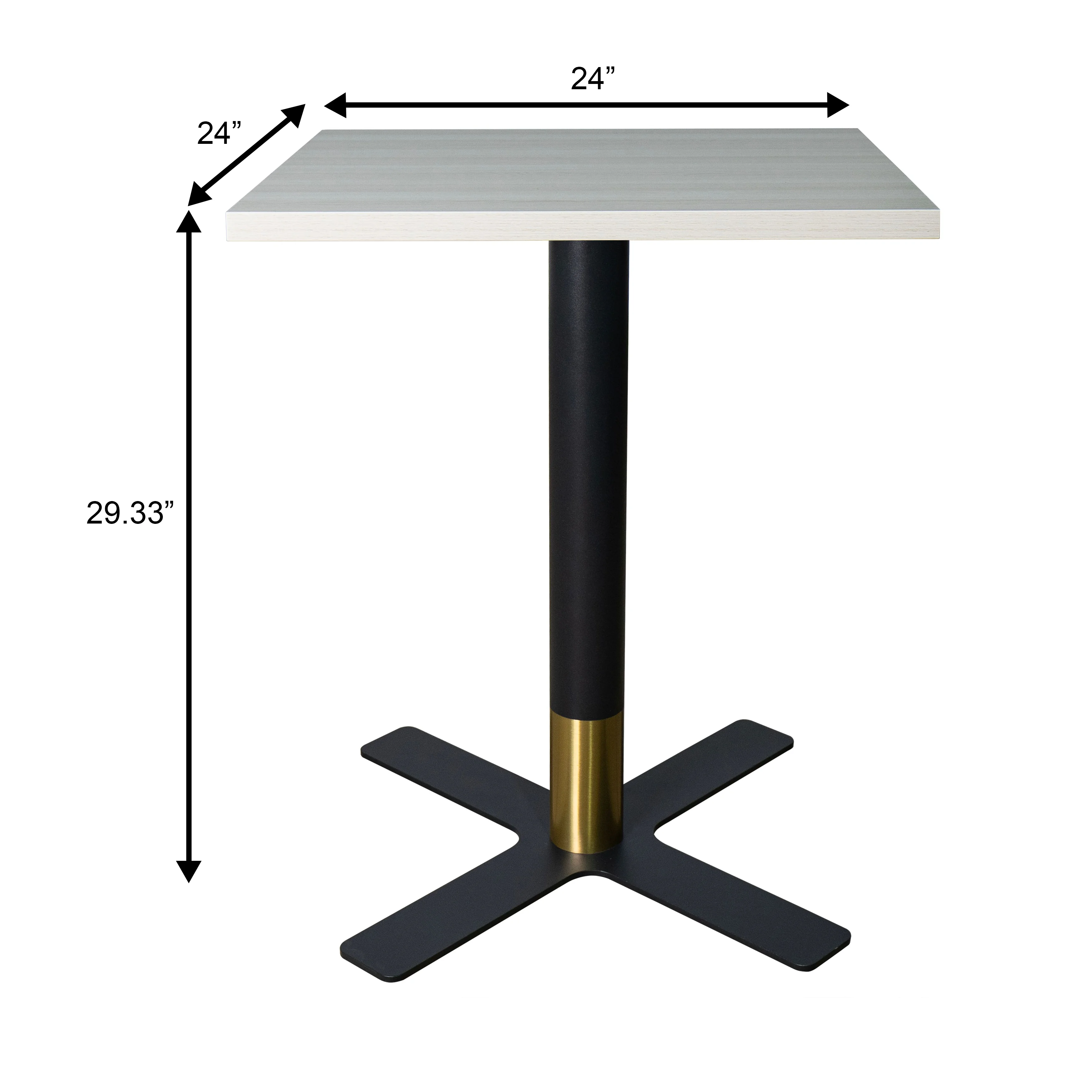 Vail Collection Dining Table Black/Gold X Base With 24" Square Light Wood  Brown MDF Top