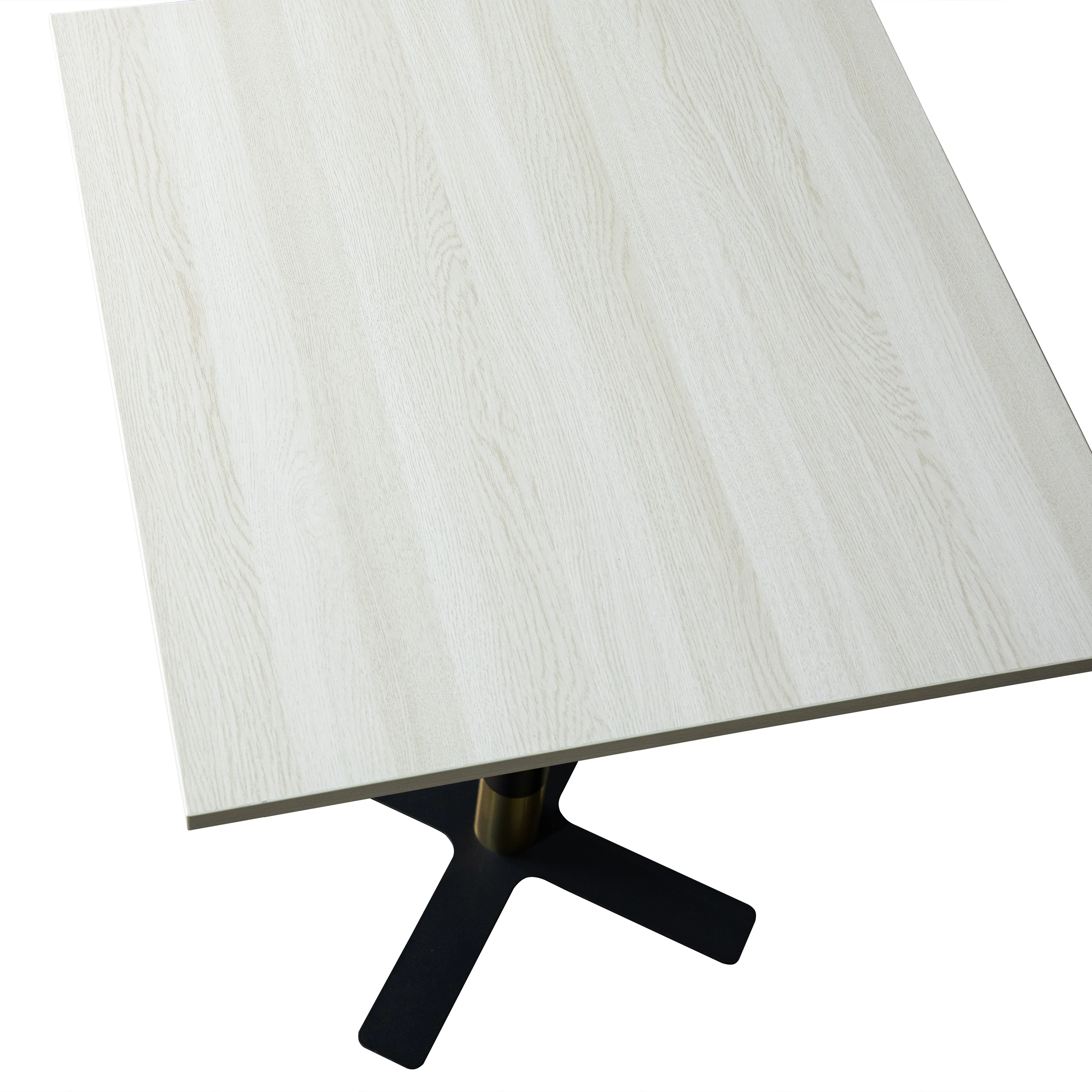 Vail Collection Dining Table Black/Gold X Base With 24" Square Light Wood  Brown MDF Top