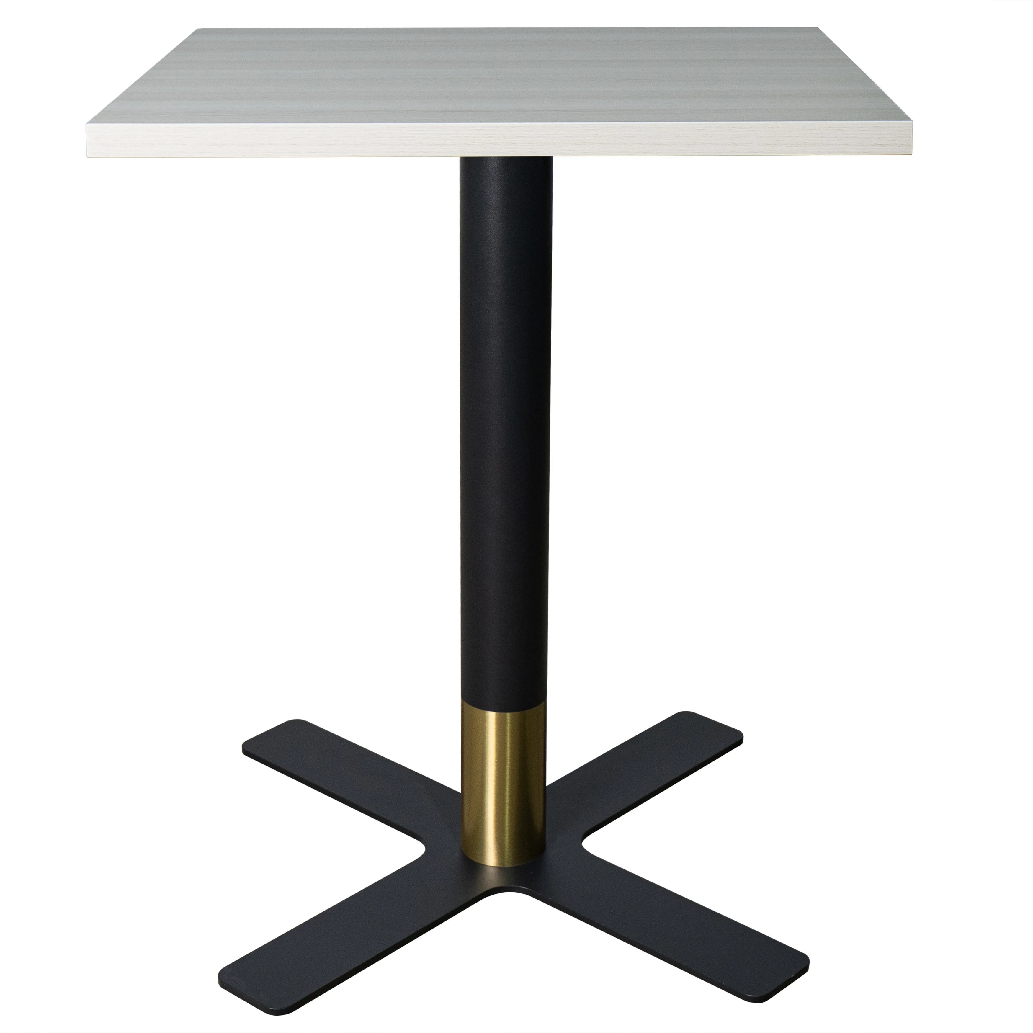 Vail Collection Dining Table Black/Gold X Base With 24" Square Light Wood  Brown MDF Top