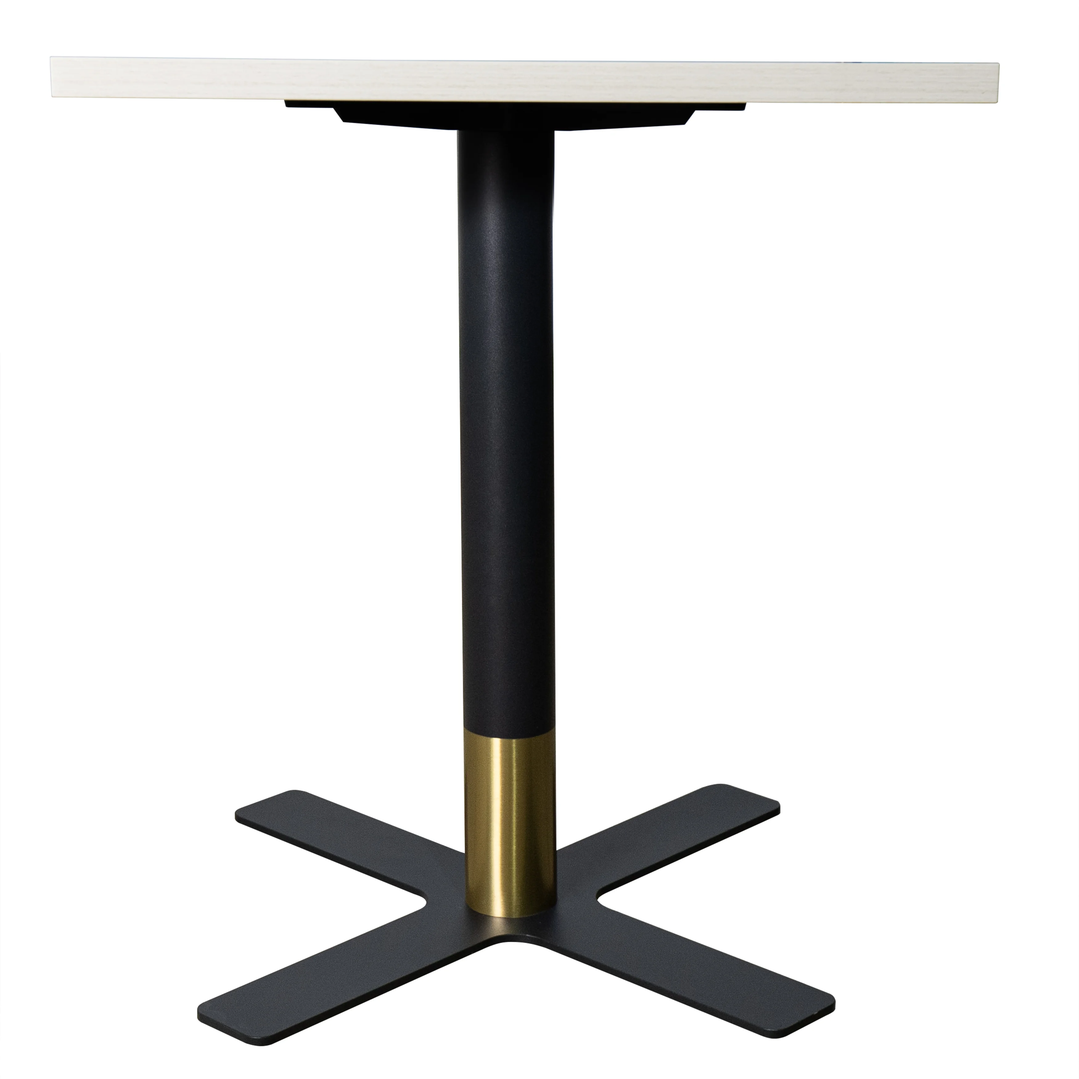 Vail Collection Dining Table Black/Gold X Base With 24" Square Light Wood  Brown MDF Top