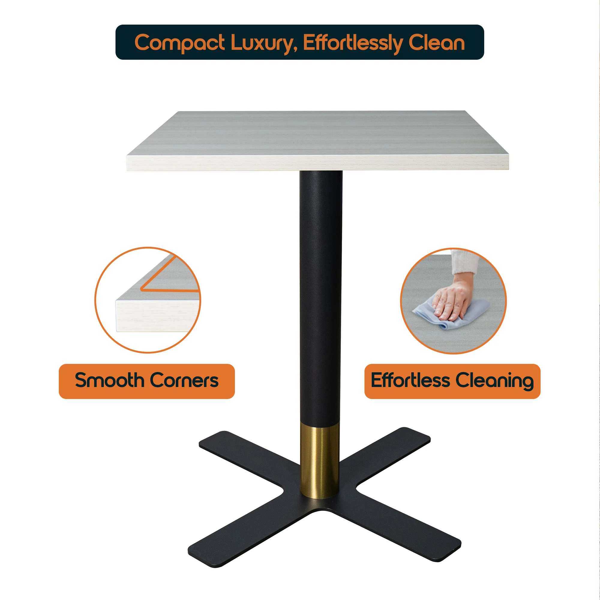 Vail Collection Dining Table Black/Gold X Base With 24" Square Light Wood  Brown MDF Top