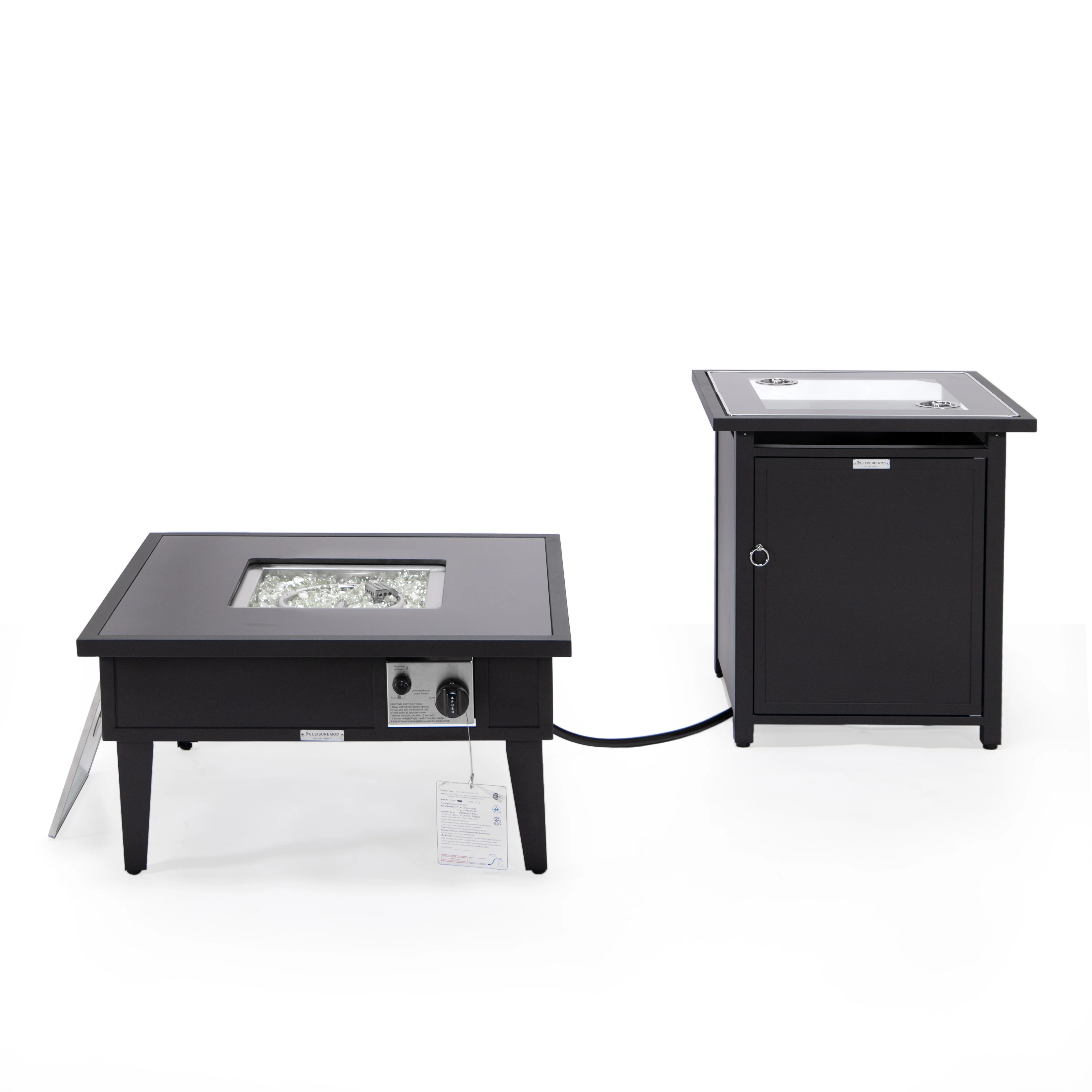 Walbrooke Patio Square Fire Pit and Tank Holder in Black