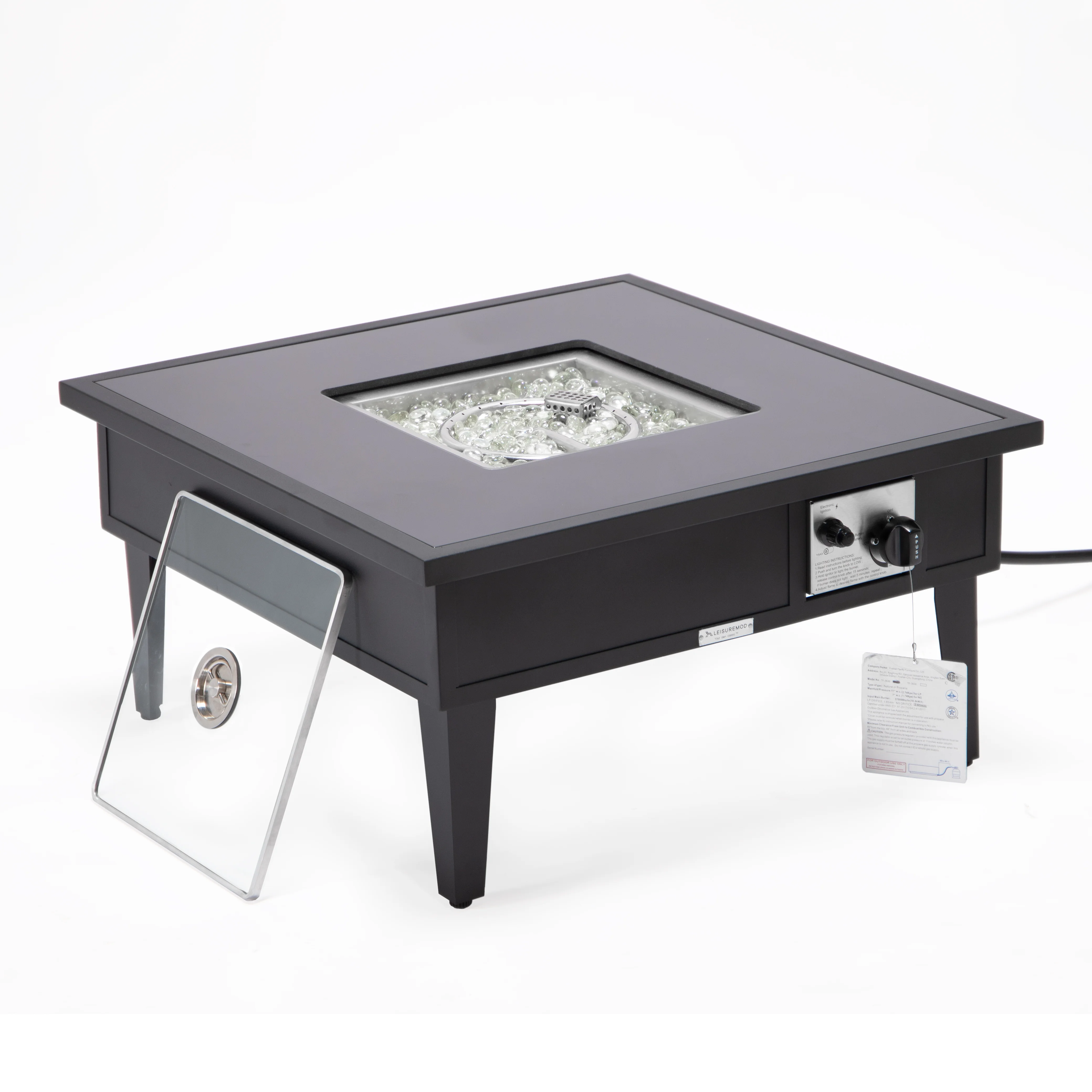Walbrooke Patio Square Fire Pit and Tank Holder in Black