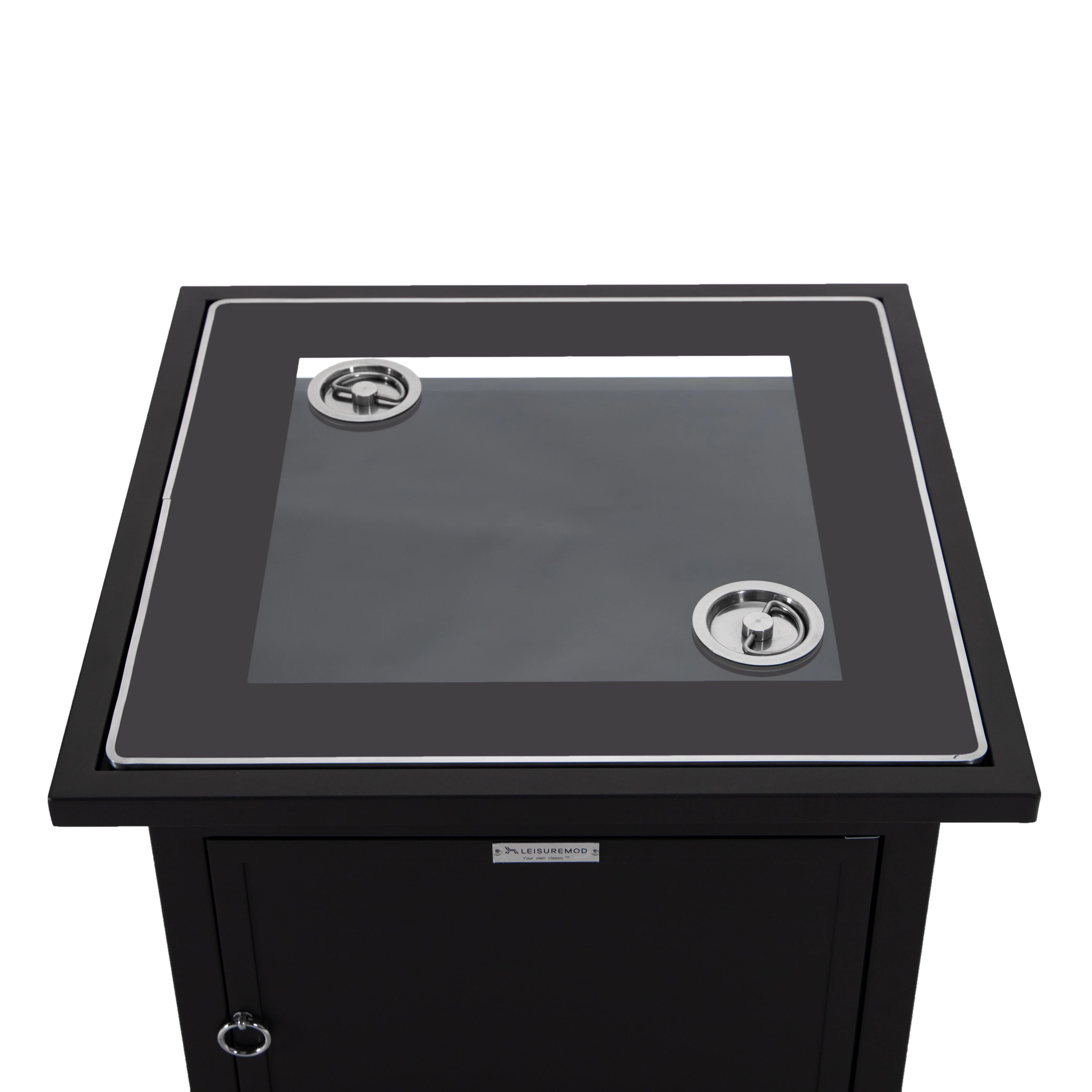 Walbrooke Patio Square Fire Pit and Tank Holder in Black
