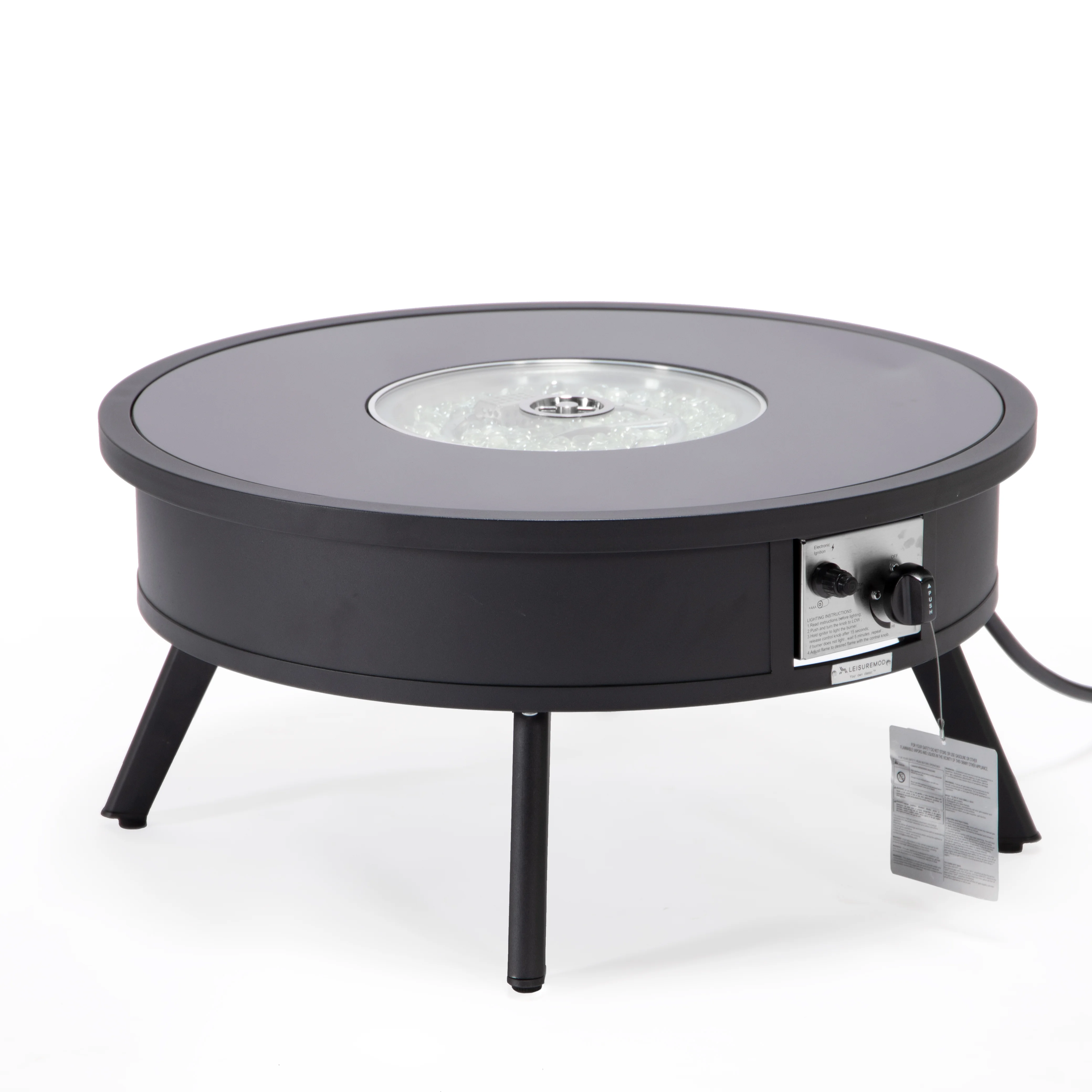 Walbrooke Patio Round Fire Pit and Tank Holder in Black