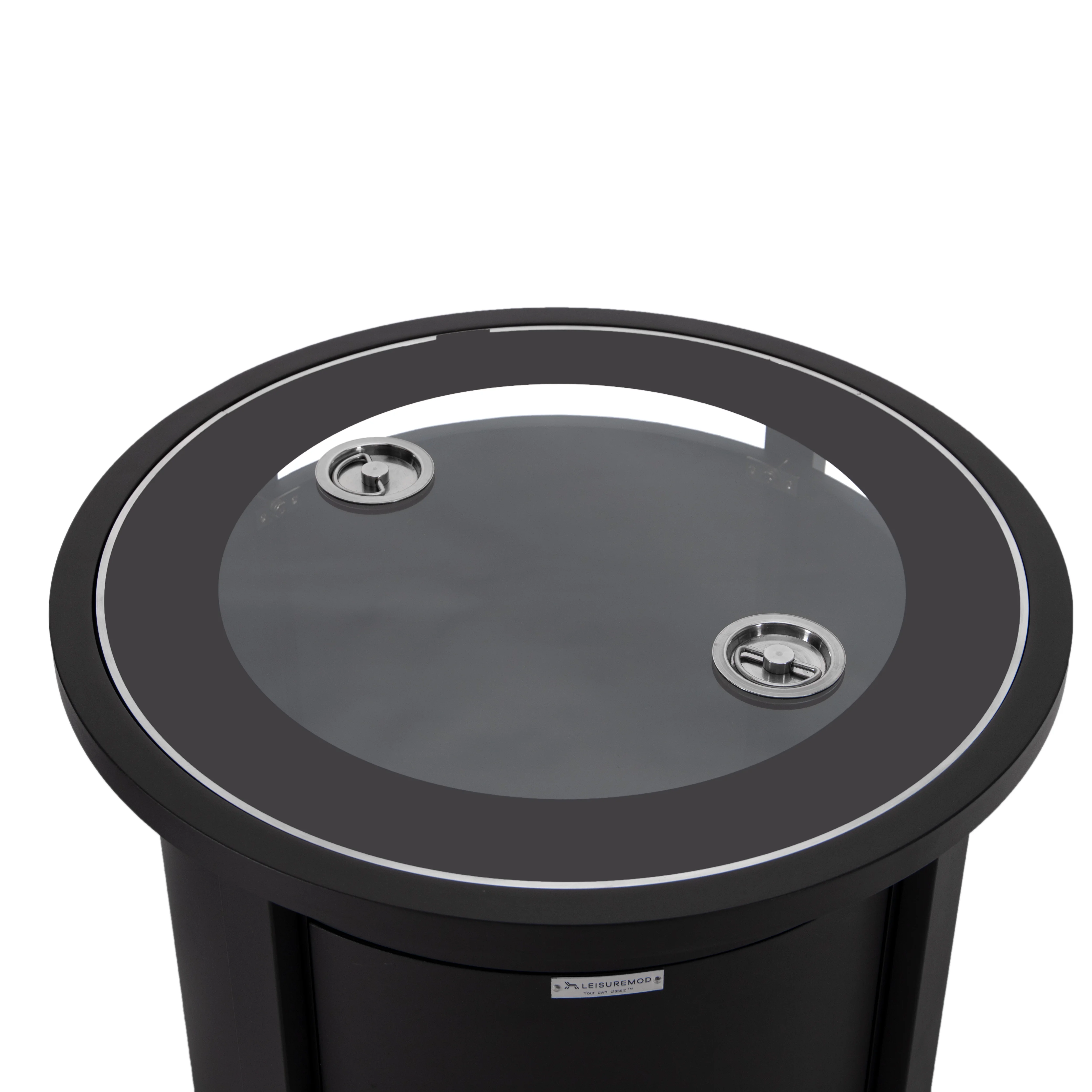 Walbrooke Patio Round Fire Pit and Tank Holder in Black