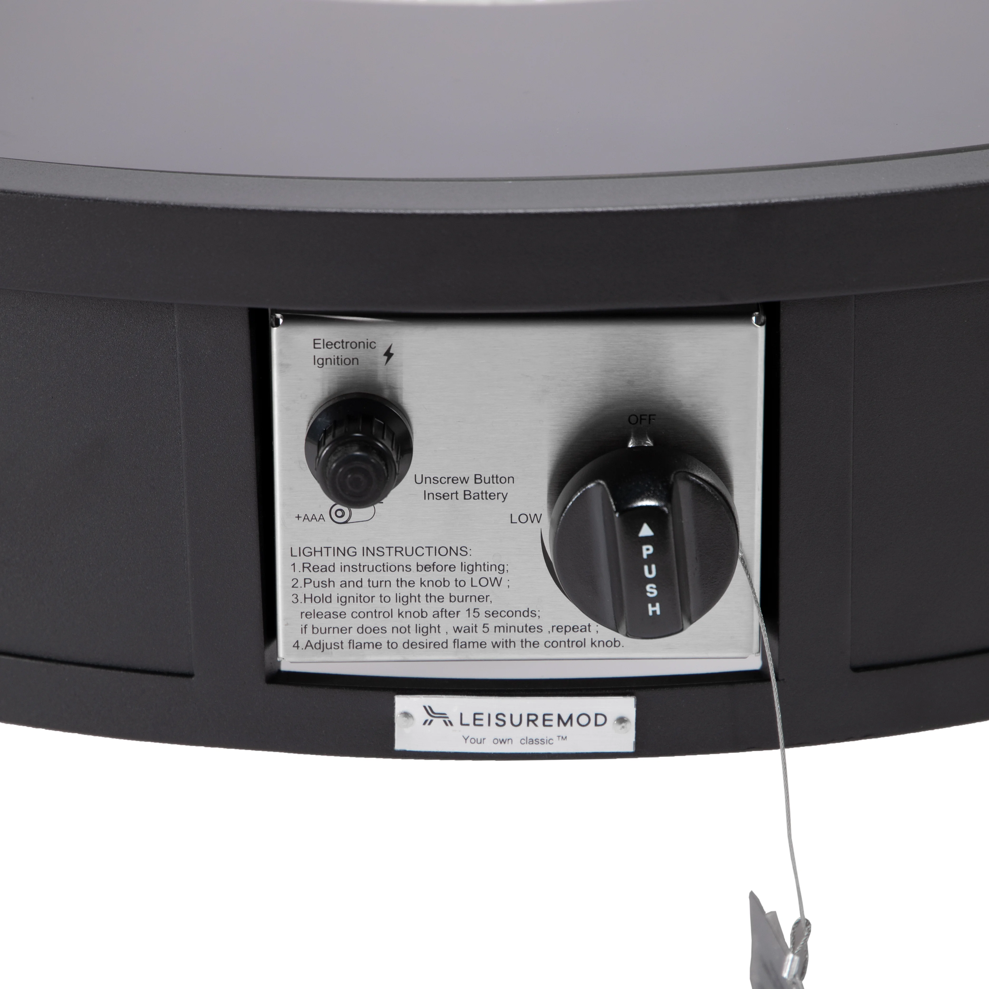 Walbrooke Outdoor Patio Aluminum Round Fire Pit Side Table with Lid and Fire Glass for Patio and Backyard Garden