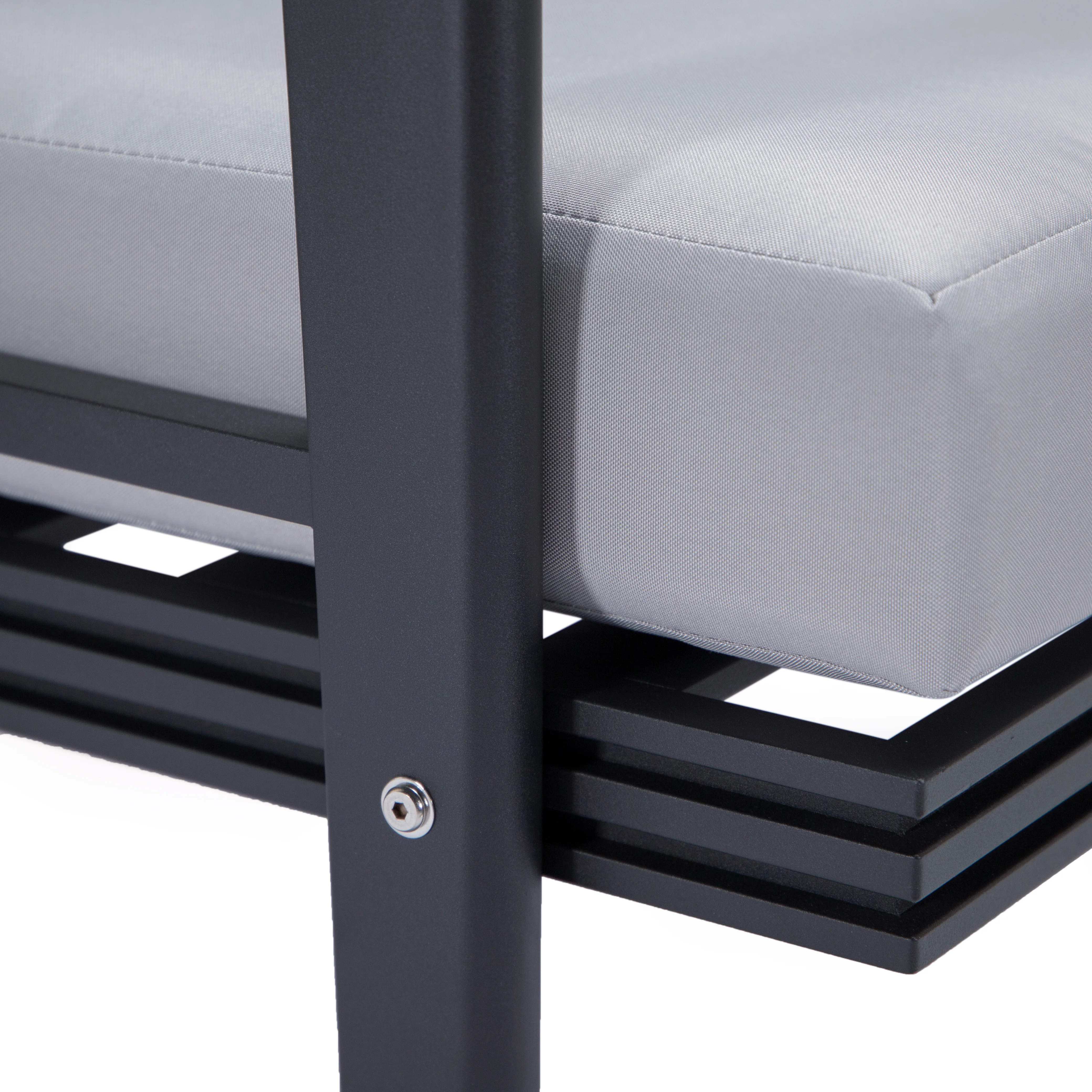 Walbrooke Modern Outdoor Patio Loveseat with Black Aluminum Frame and Removable Cushions For Patio and Backyard Garden