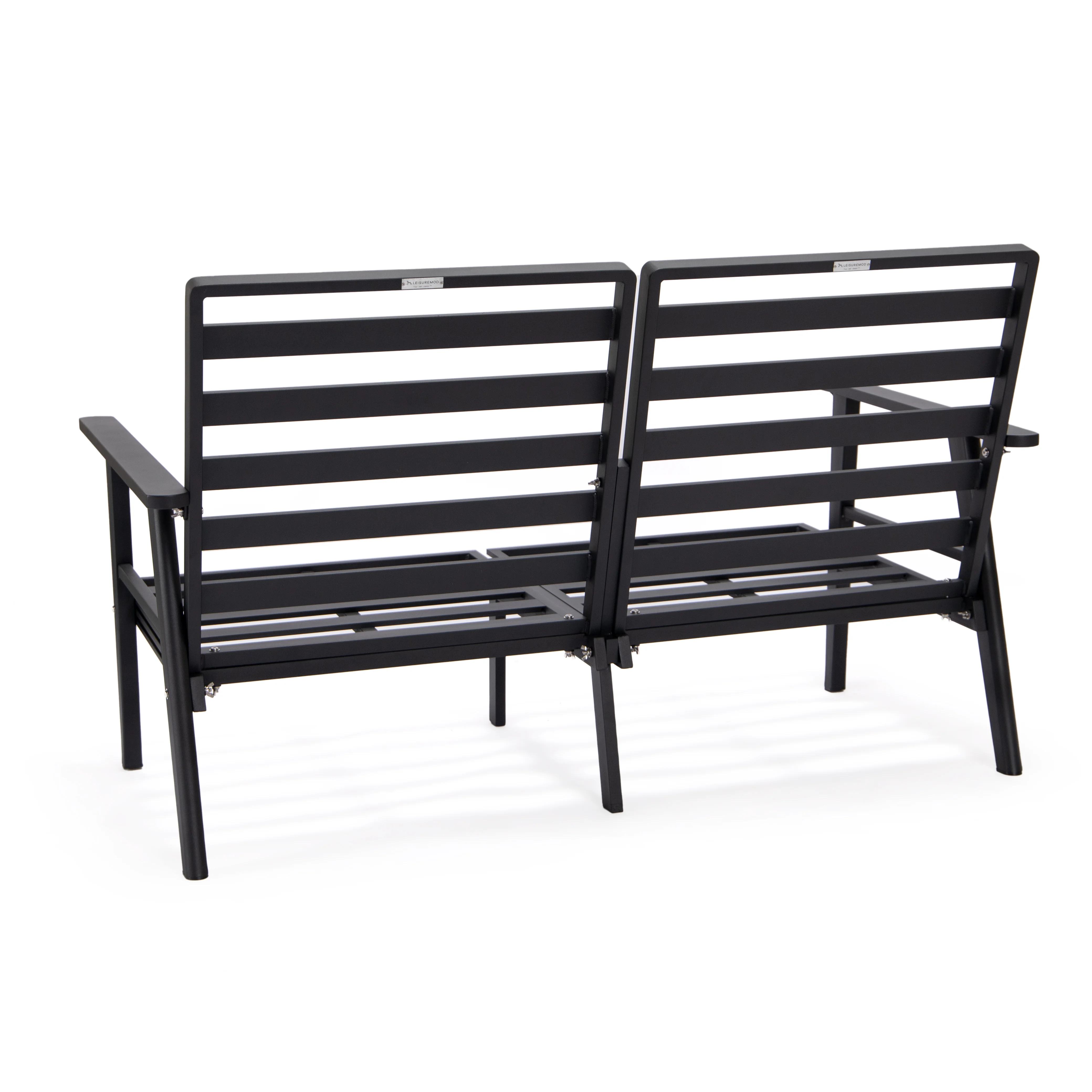 Walbrooke Modern Outdoor Patio Loveseat with Black Aluminum Frame and Removable Cushions For Patio and Backyard Garden