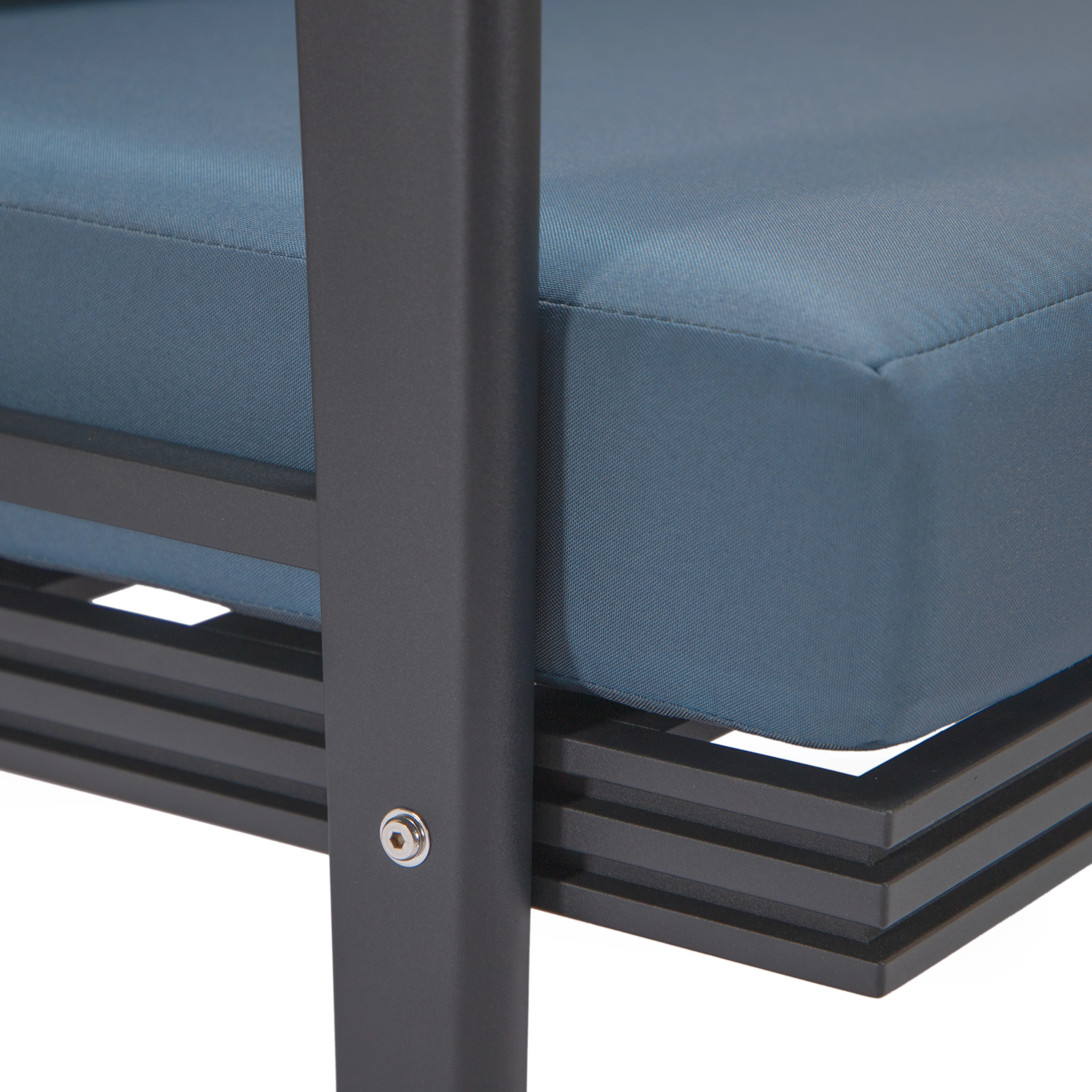 Walbrooke Modern Outdoor Patio Loveseat with Black Aluminum Frame and Removable Cushions For Patio and Backyard Garden