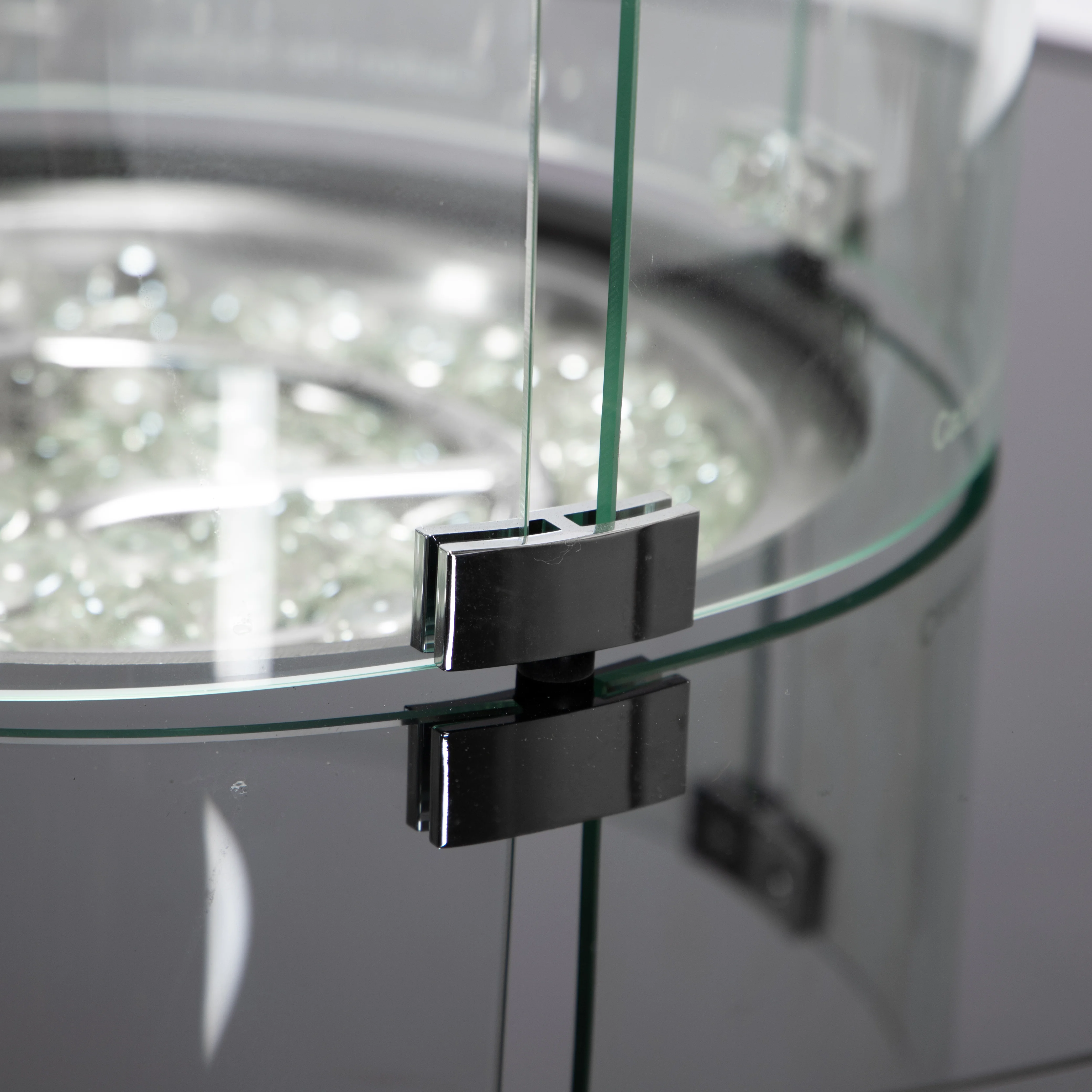 Walbrooke Patio Round Fire Pit and Tank Holder with Slats Design in Black