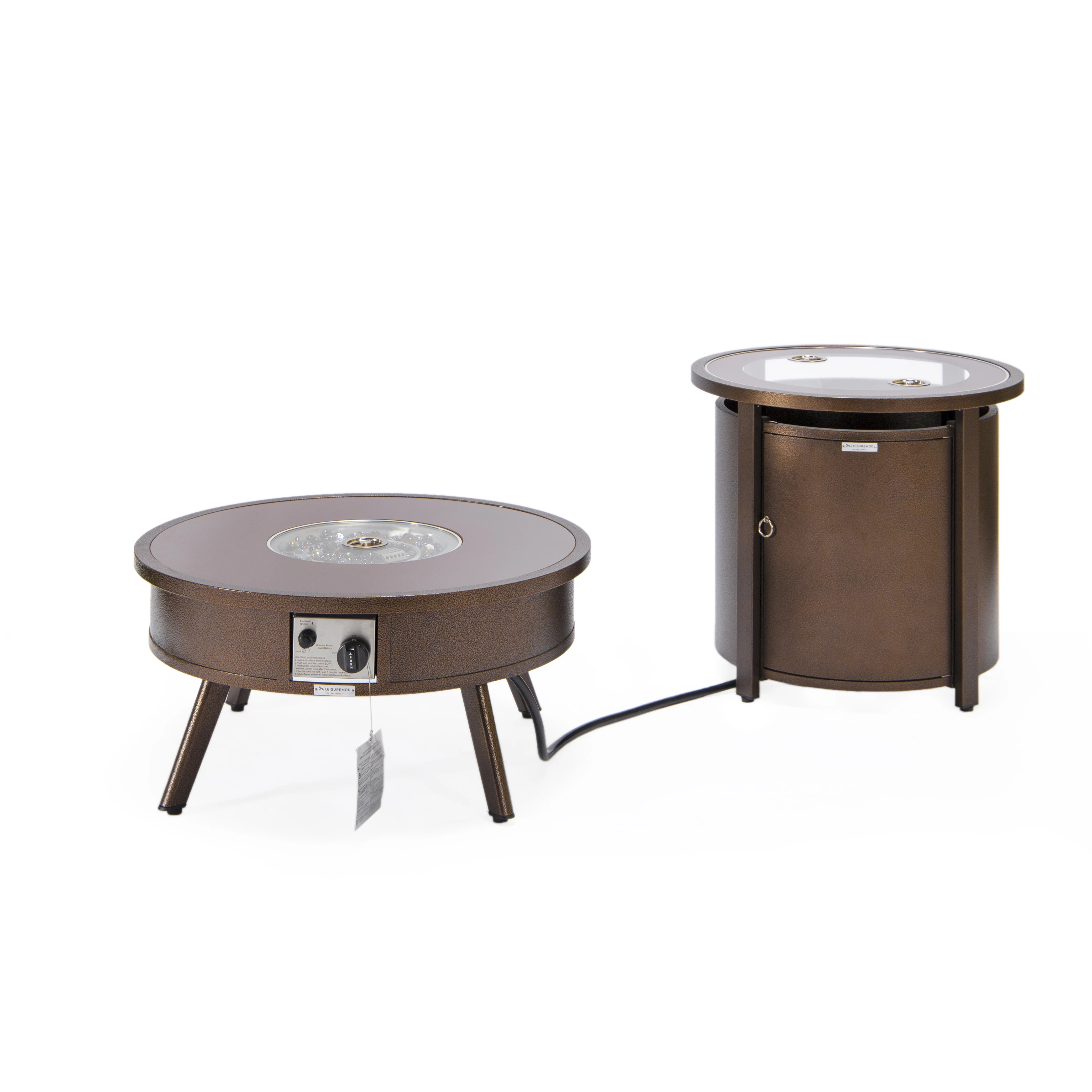 Walbrooke Patio Round Fire Pit and Tank Holder in Brown