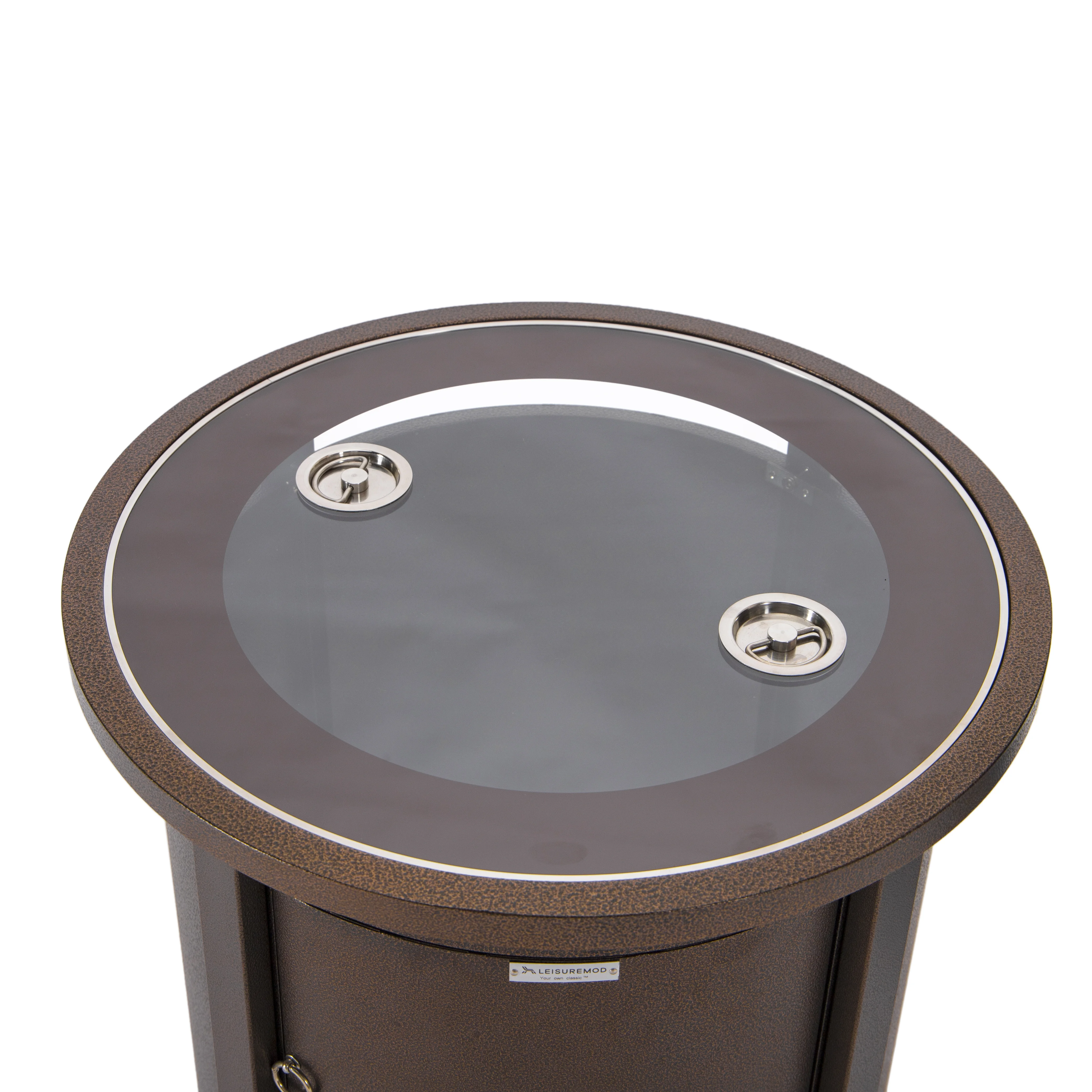 Walbrooke Patio Round Fire Pit and Tank Holder in Brown