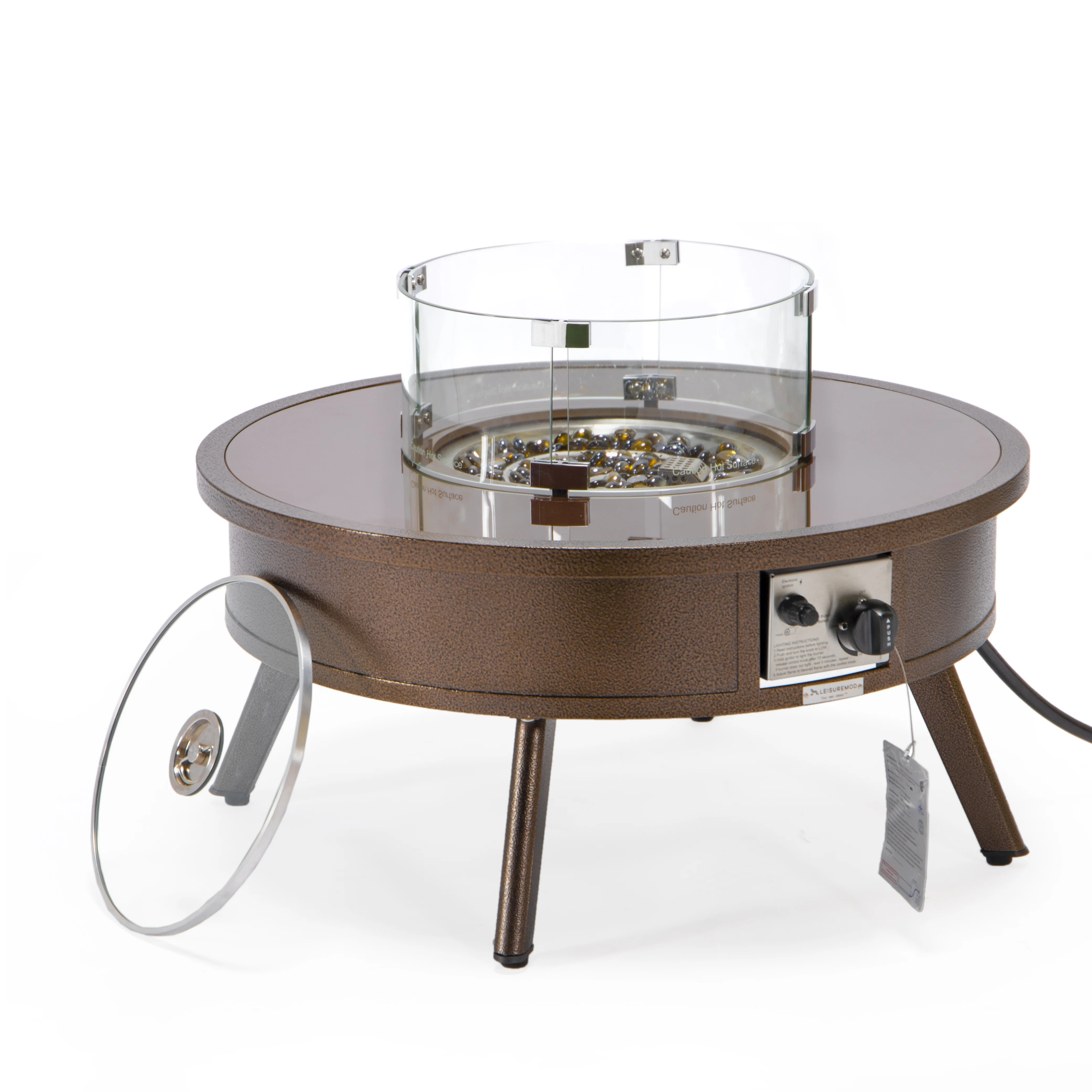 Walbrooke Patio Round Fire Pit and Tank Holder in Brown