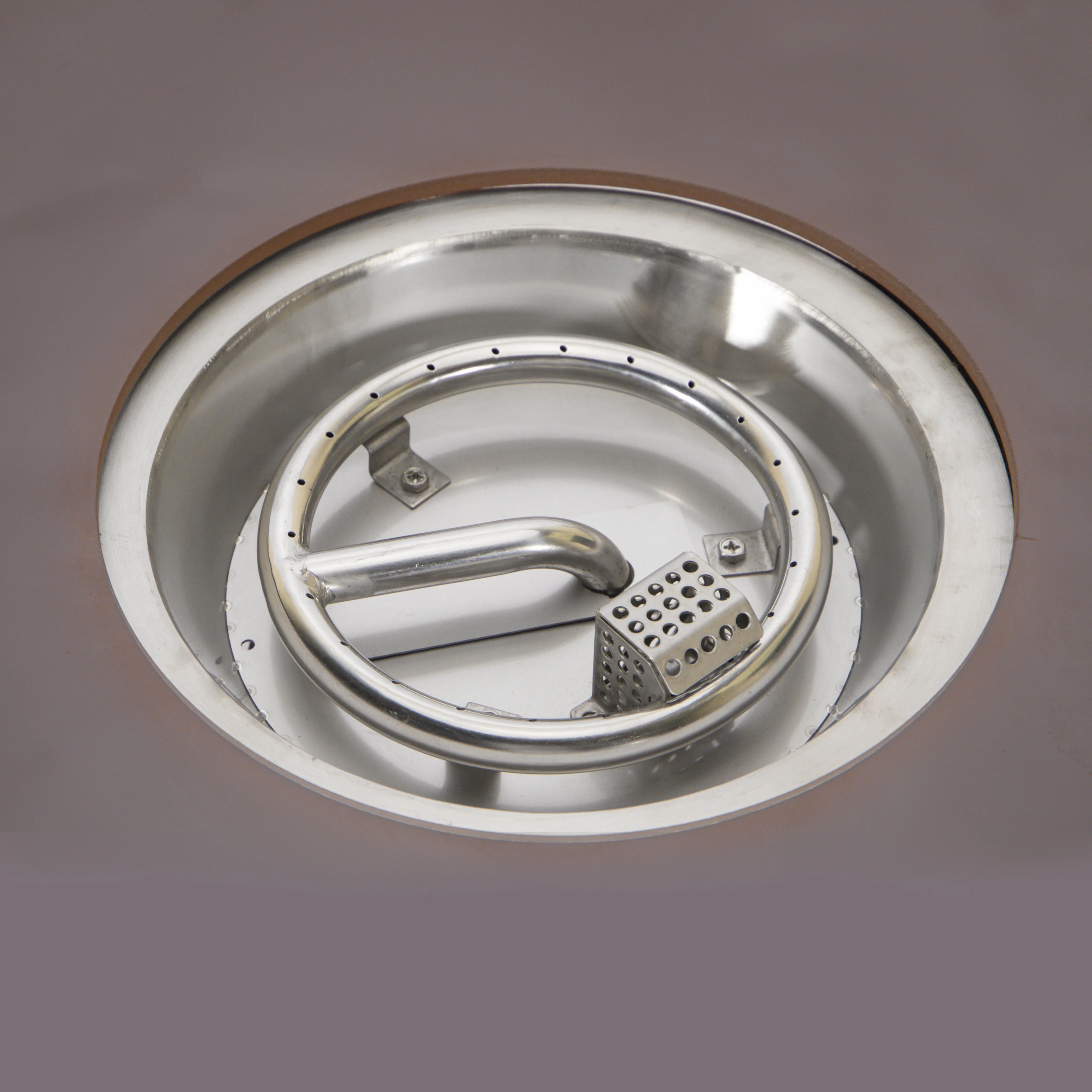 Walbrooke Outdoor Patio Aluminum Round Fire Pit Side Table with Lid and Fire Glass for Patio and Backyard Garden