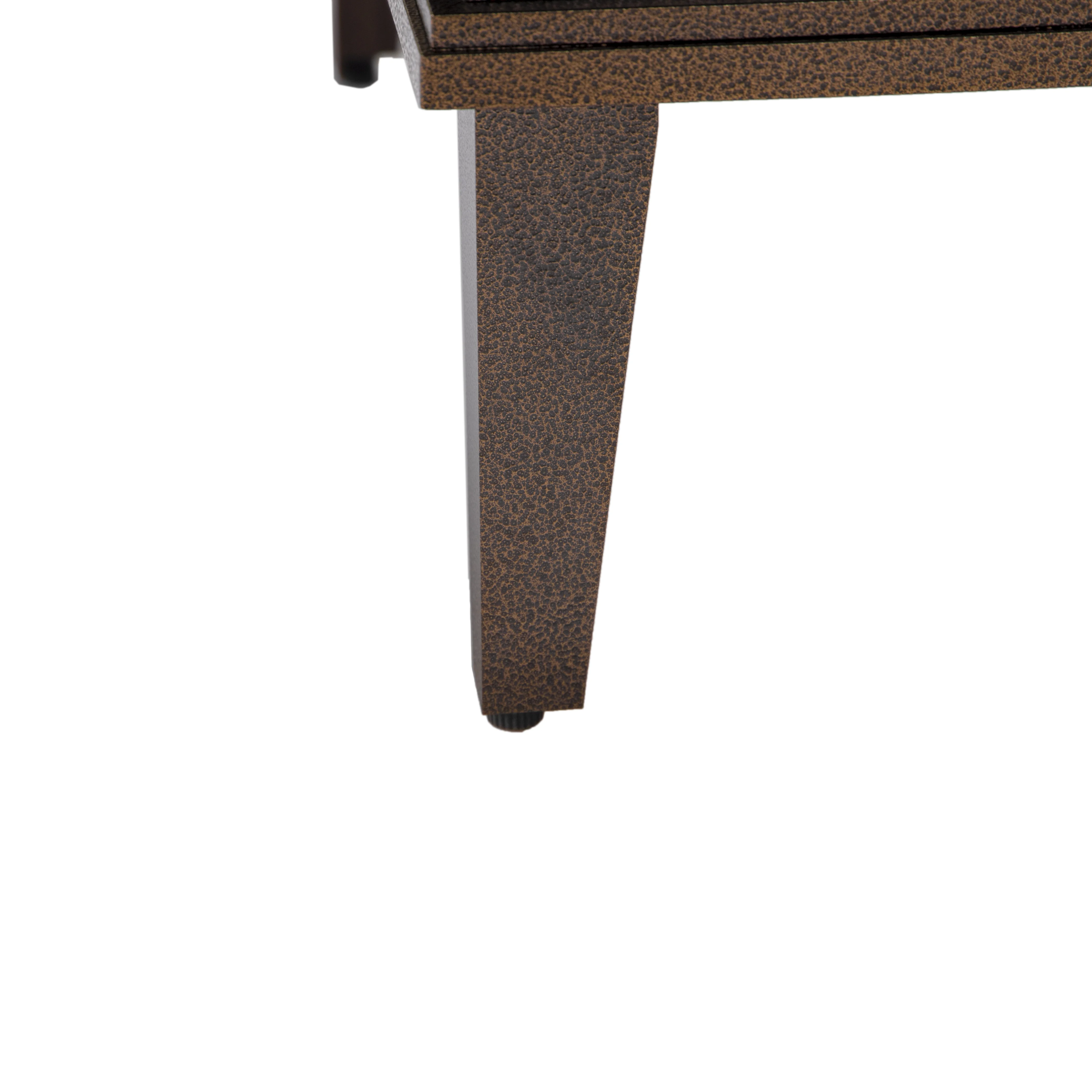 Walbrooke Outdoor Patio Aluminum Square Slats Design Fire Pit Side Table with Lid and Fire Glass for Patio and Backyard Garden