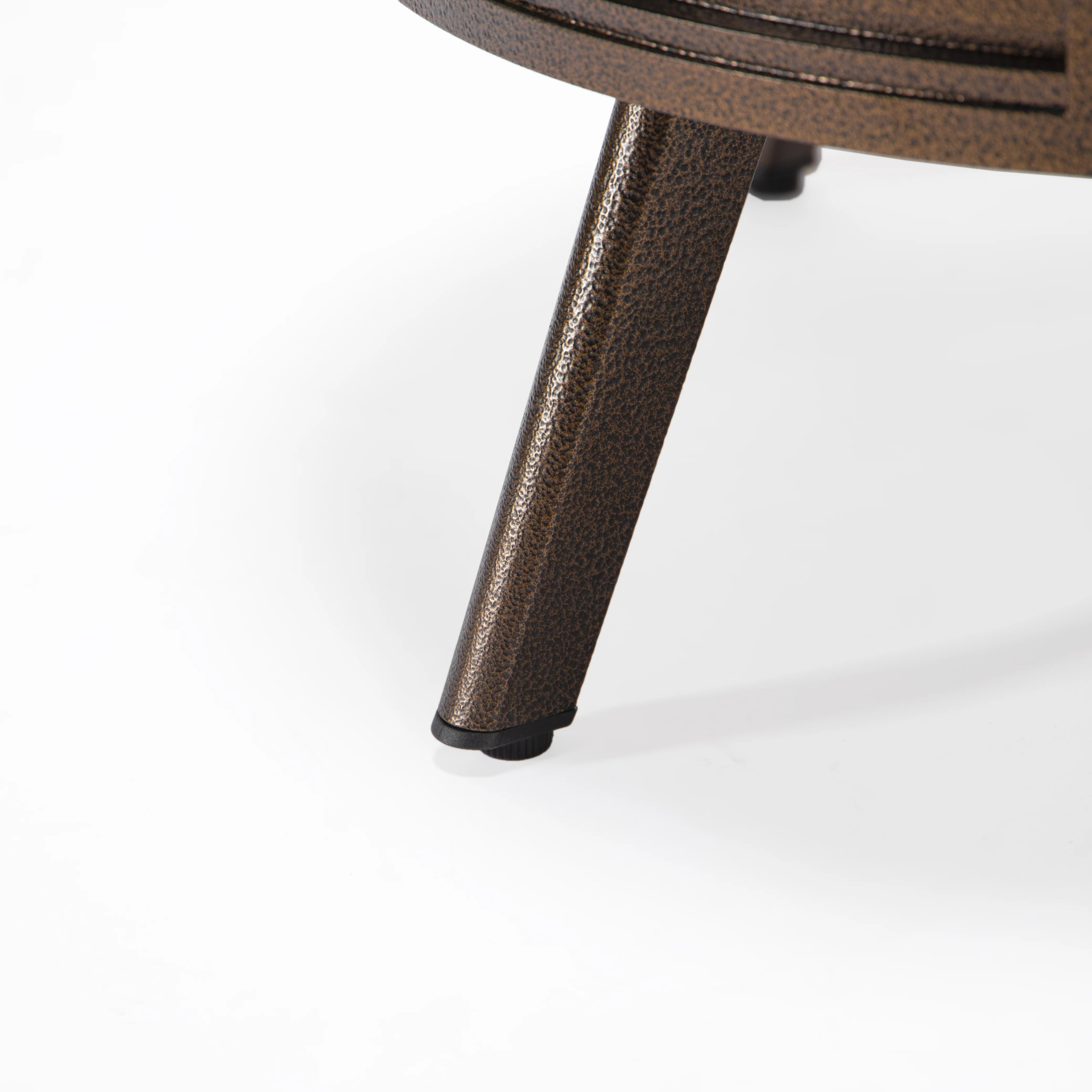 Walbrooke Outdoor Patio Aluminum Round Slats Design Fire Pit Side Table with Lid and Fire Glass for Patio and Backyard Garden