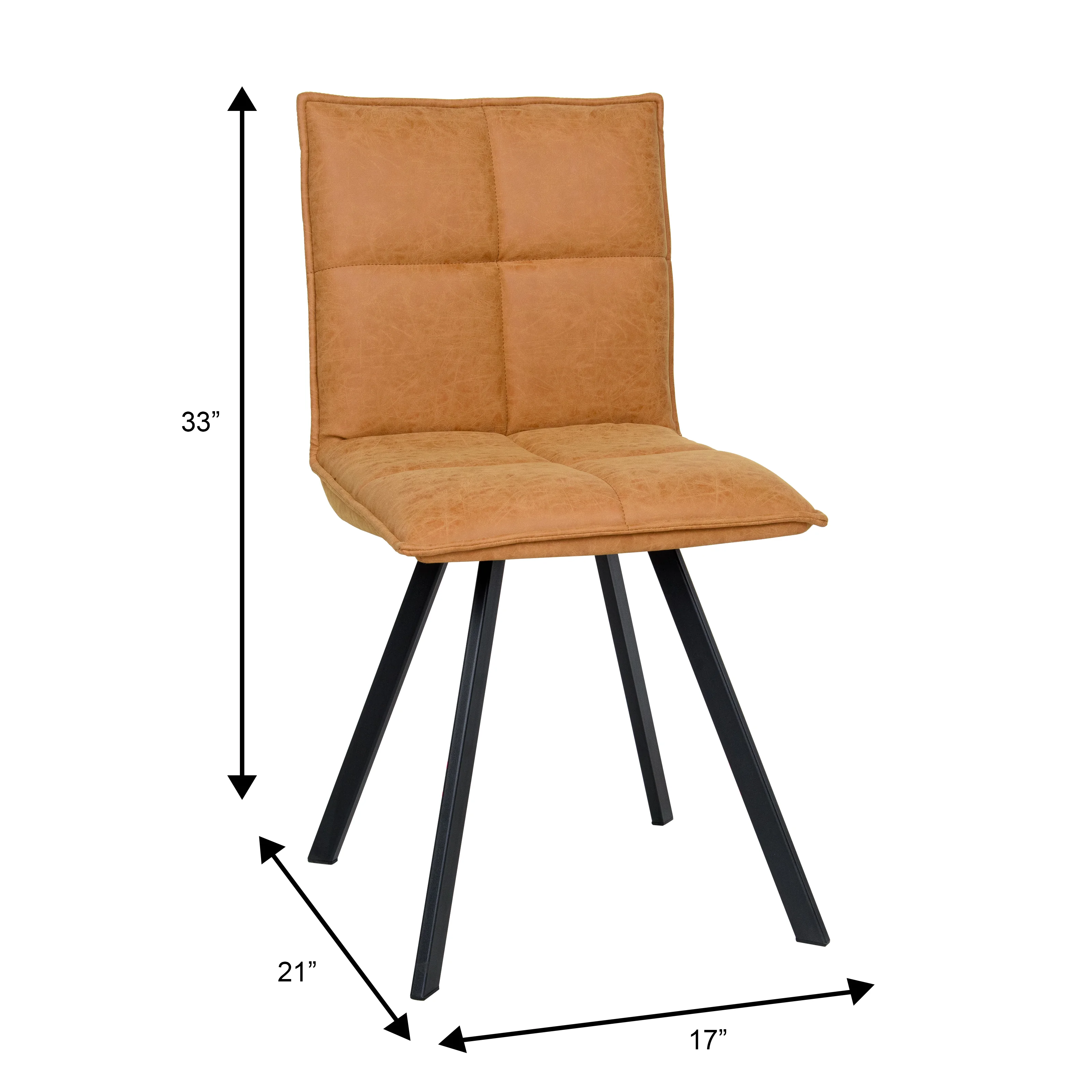 Verve 5-Piece Dining Set with 36" Round Dining Table in Black MDF Top and 4 Leather Dining Chairs in Light Brown