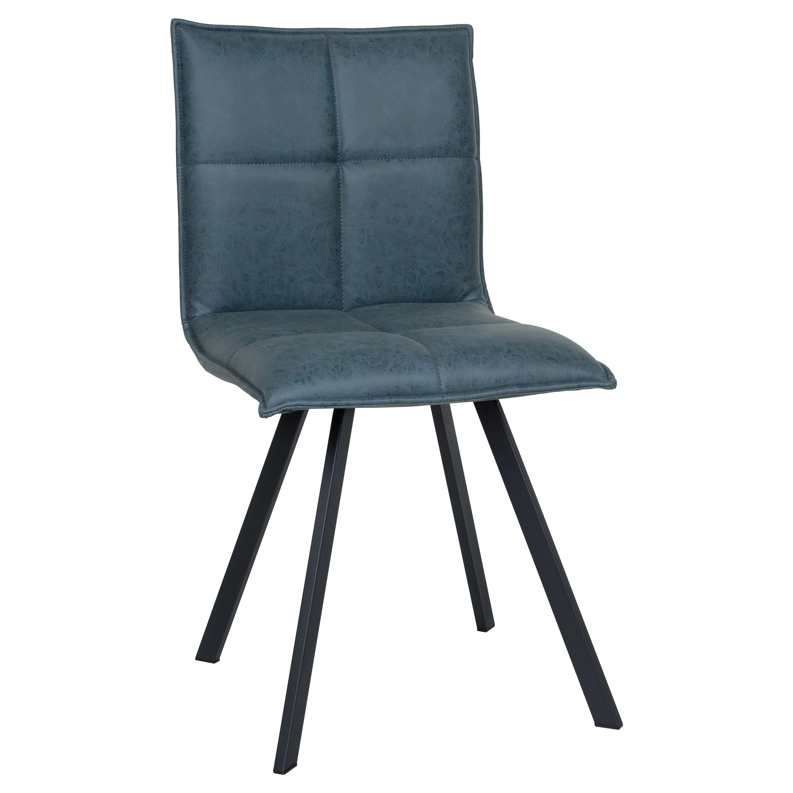 Wesley Modern Leather Dining Chair With Metal Legs