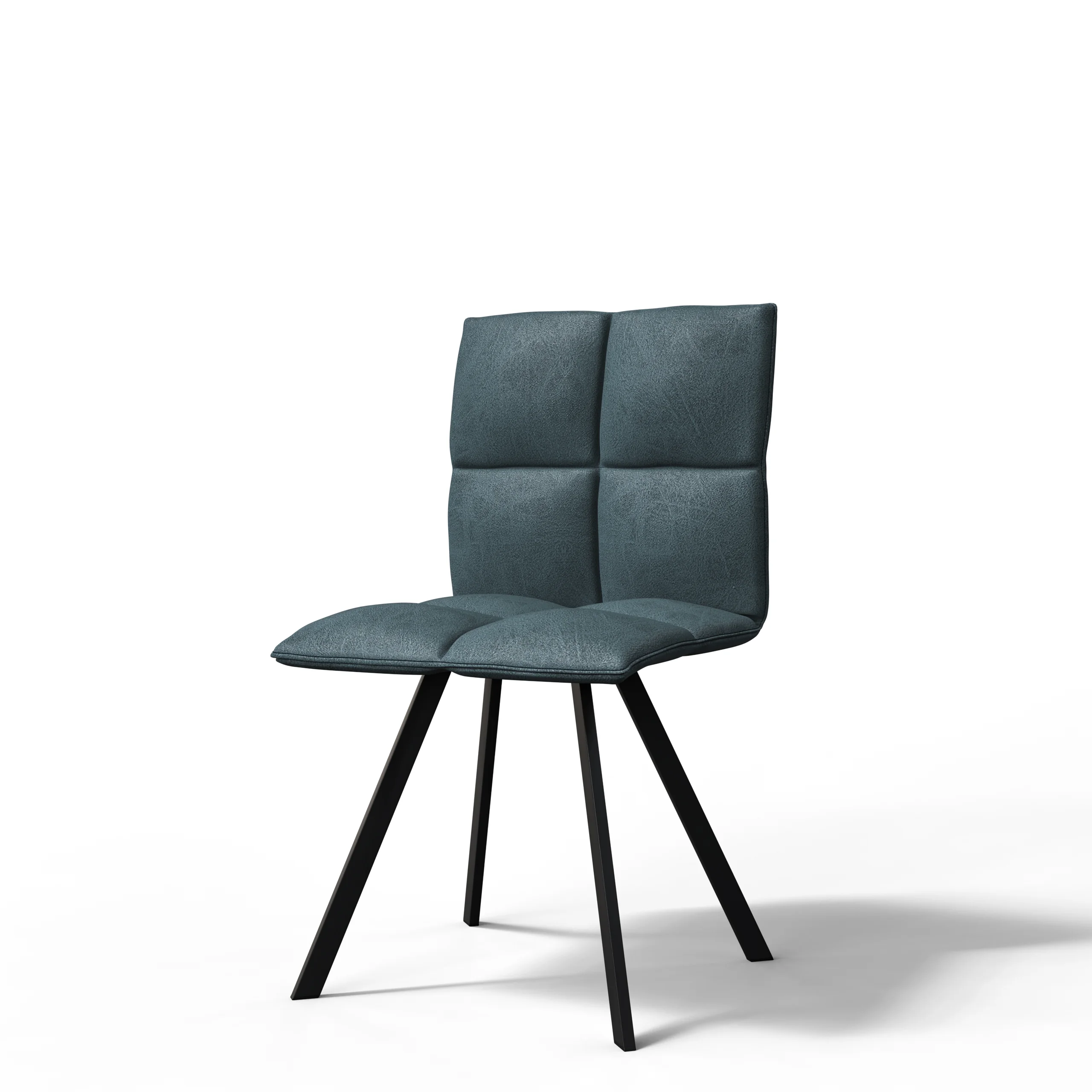 Wesley Modern Leather Dining Chair With Metal Legs