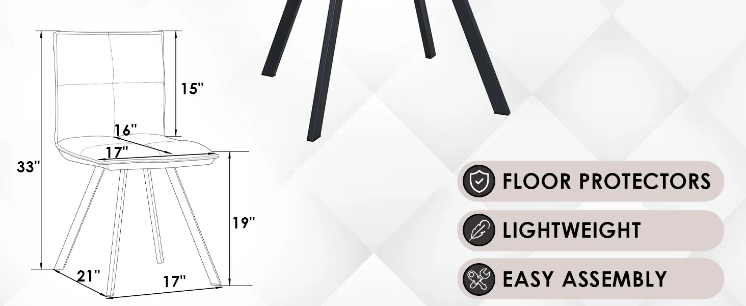 Wesley Modern Leather Dining Chair With Metal Legs