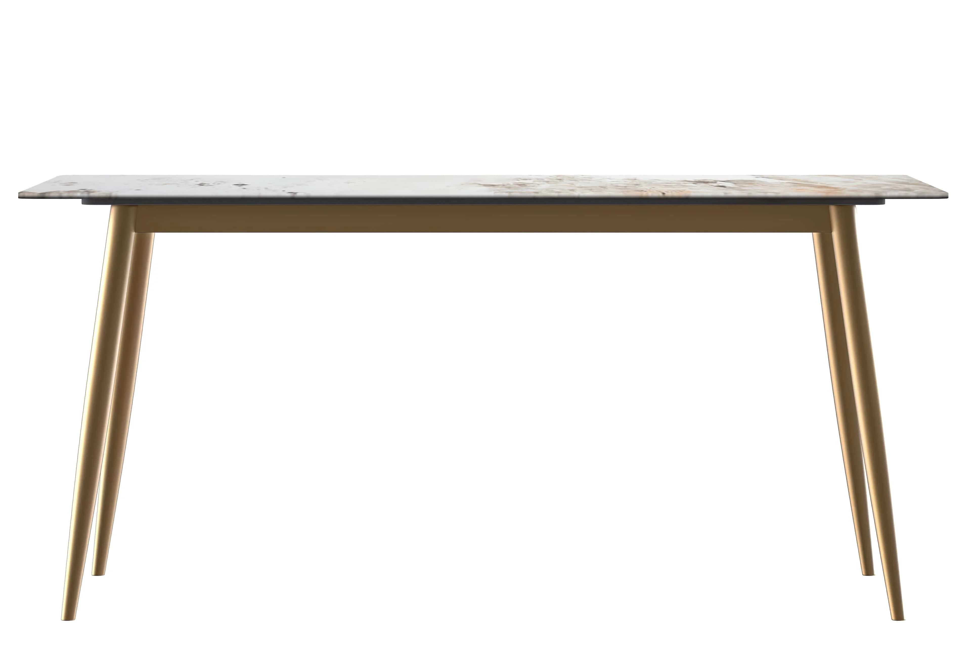 Zayle 5-Piece Dining Set with 55" Rectangular Dining Table in White Grey Sintered Stone Top and 4 Leather Dining Chairs in Grey